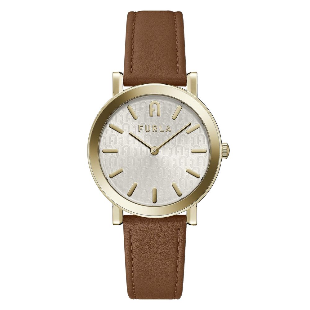 Montre habillée en cuir marron Furla