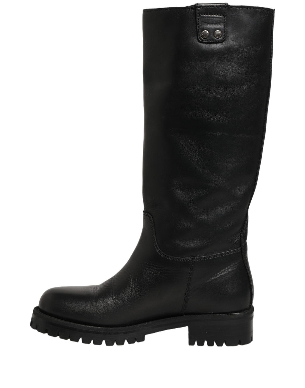 Dolce & Gabbana Schwarze Lederstiefel mit Schnallendetail, wadenhoch