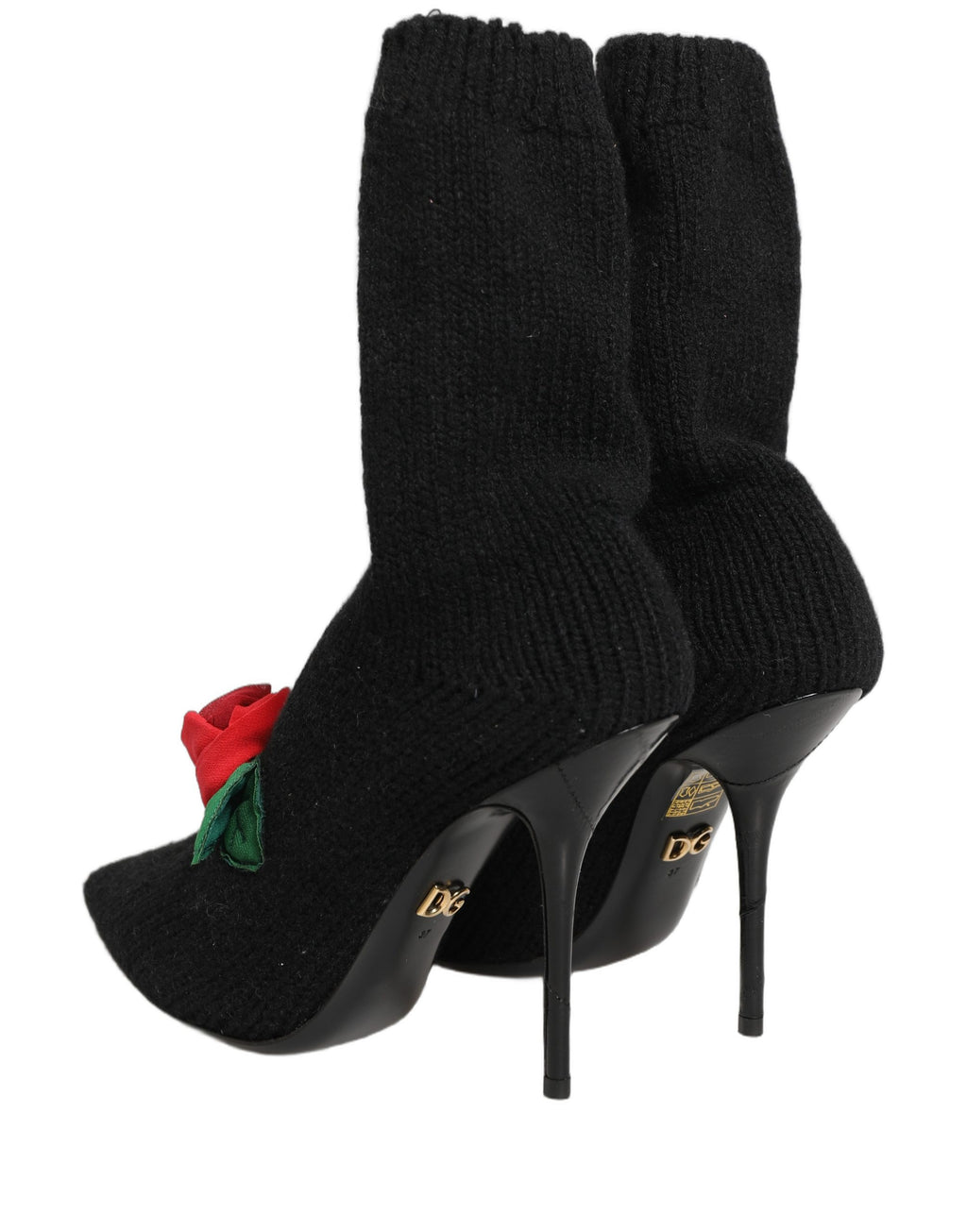 Dolce & Gabbana Schwarze Stiletto High Heels Wadenhohe Stiefel Schuhe