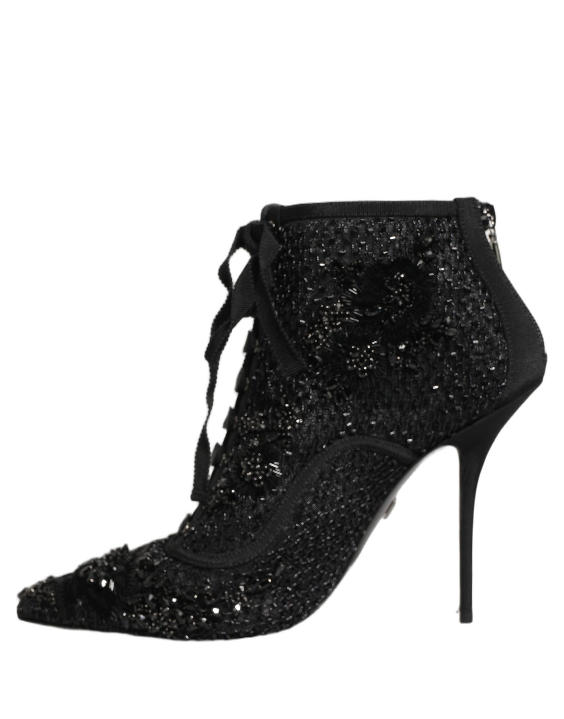 Chaussures Bottines en résille ornée noires Dolce & Gabbana