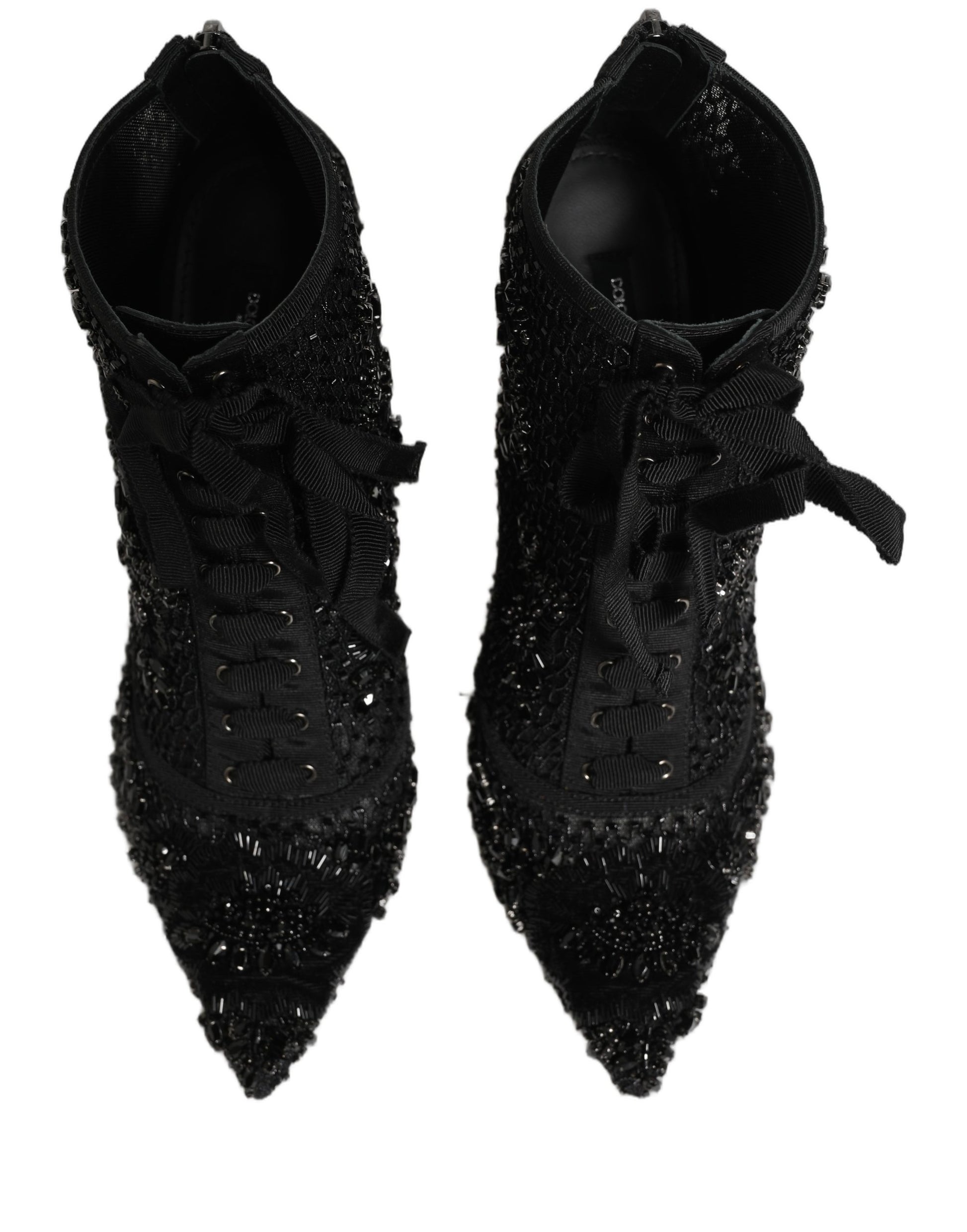 Chaussures Bottines en résille ornée noires Dolce & Gabbana