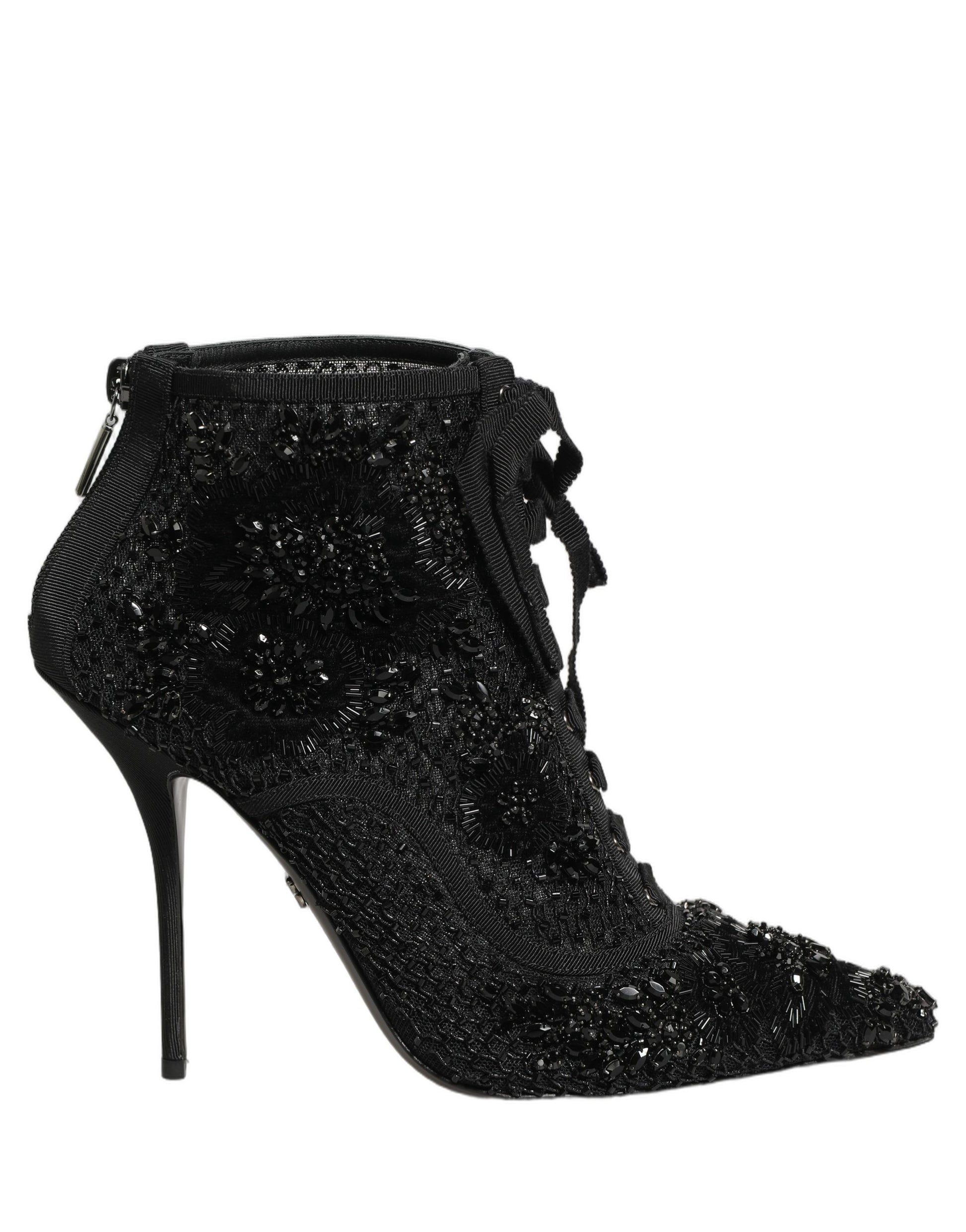Chaussures Bottines en résille ornée noires Dolce & Gabbana