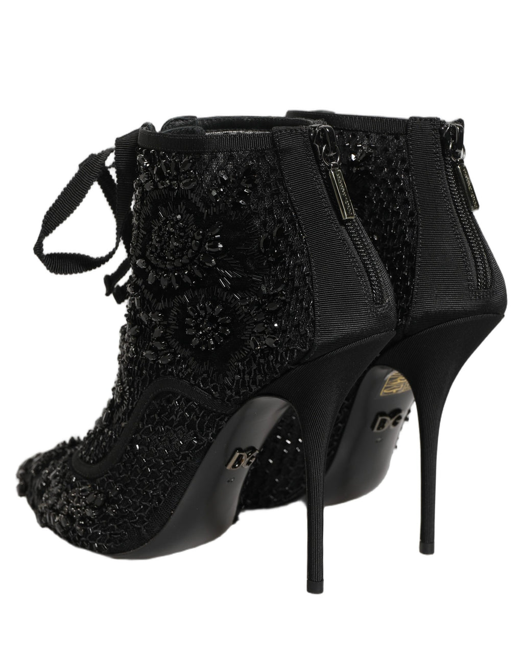 Chaussures Bottines en résille ornée noires Dolce & Gabbana