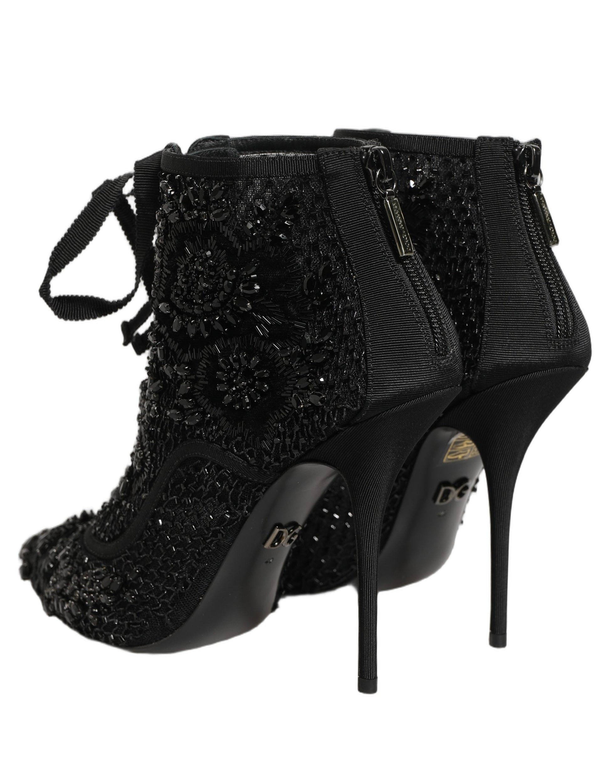 Chaussures Bottines en résille ornée noires Dolce & Gabbana