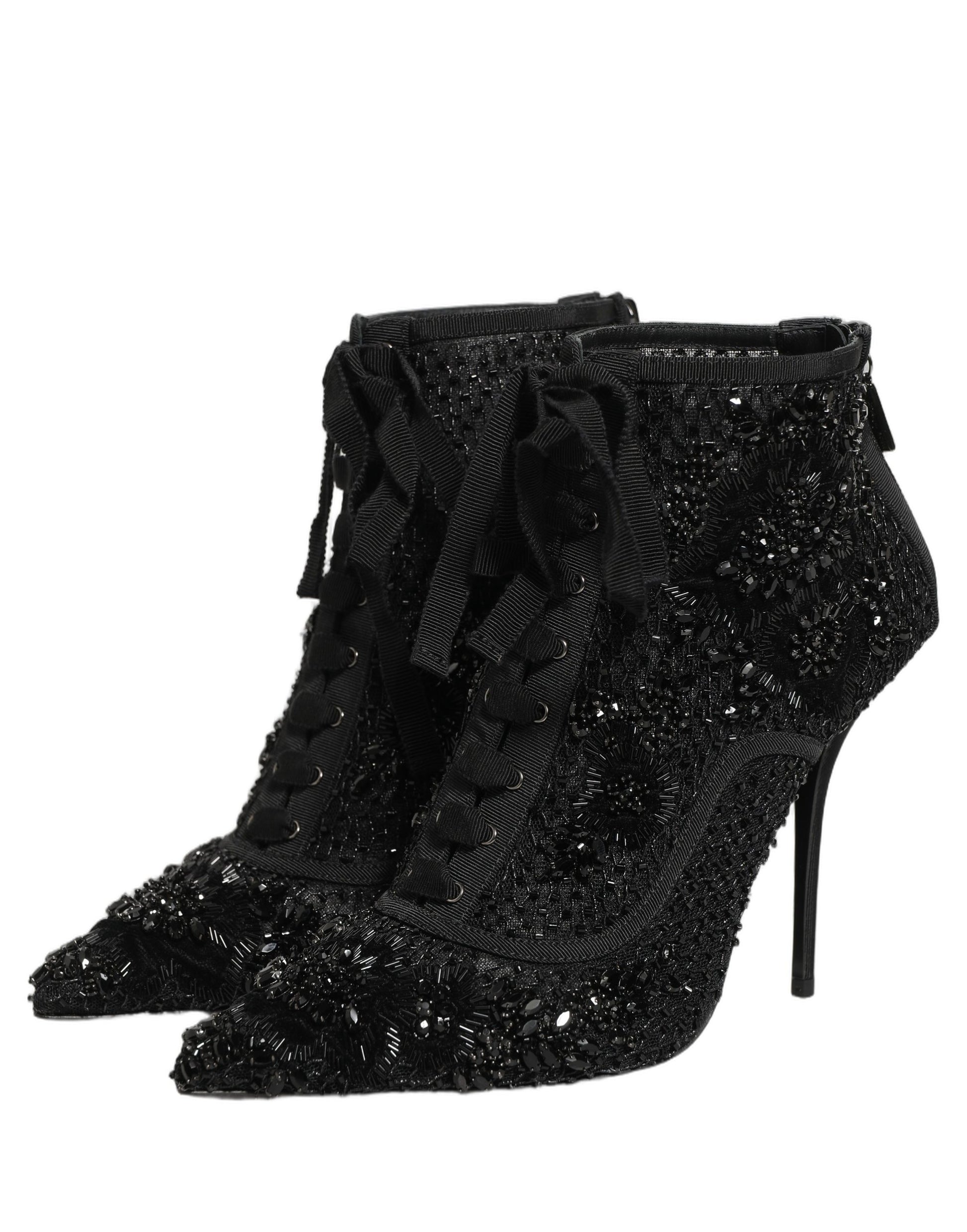 Chaussures Bottines en résille ornée noires Dolce & Gabbana