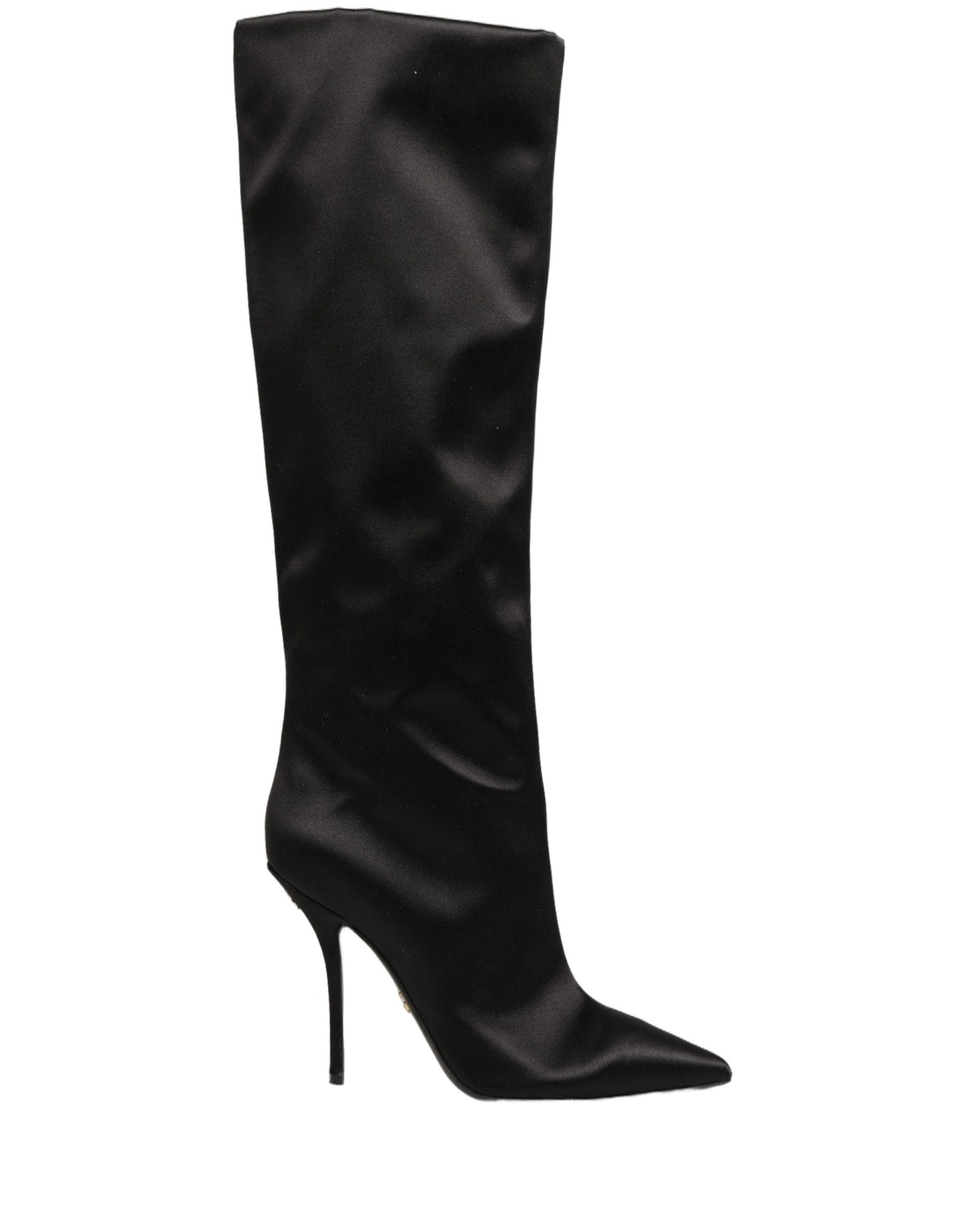 Bottes à talons aiguilles Dolce & Gabbana en satin noir, hauteur genou