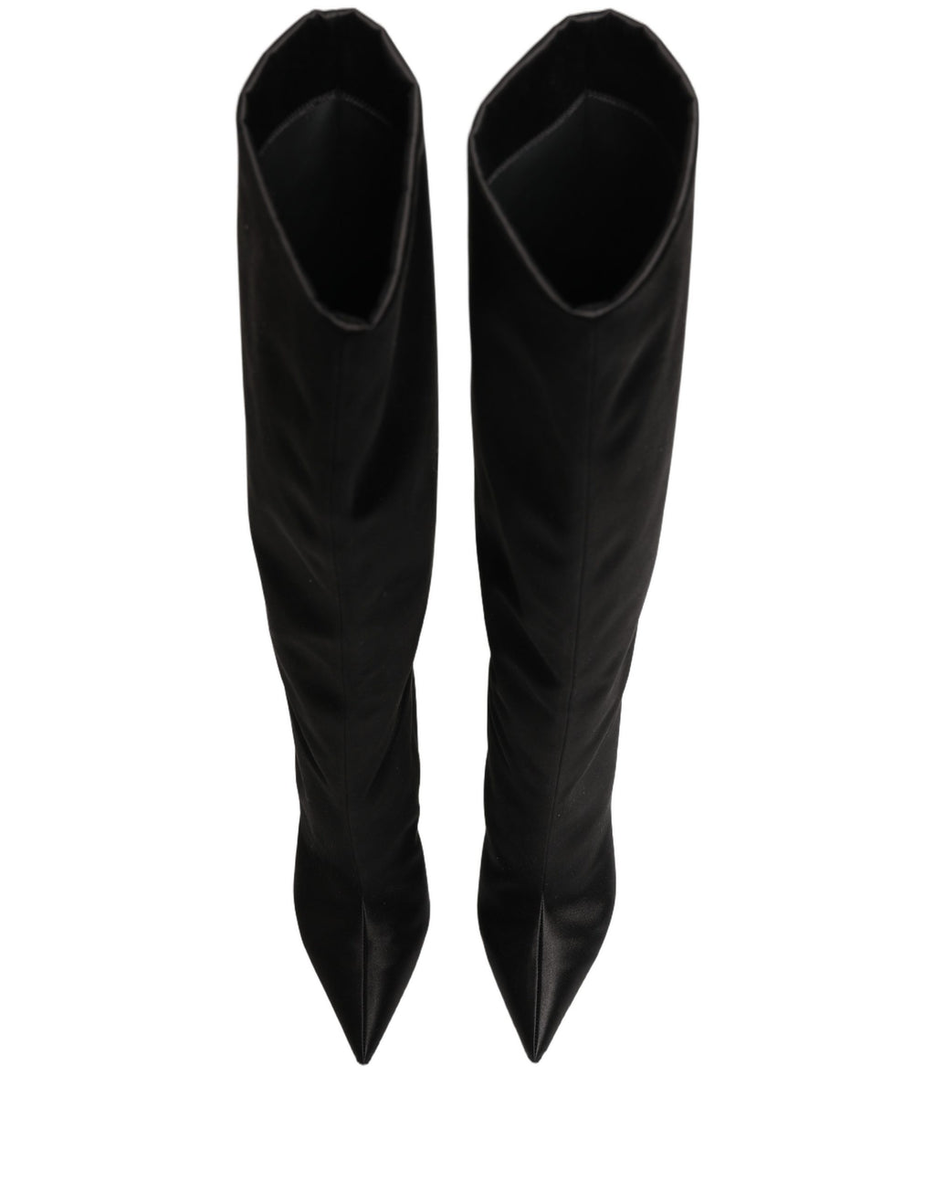 Bottes à talons aiguilles Dolce & Gabbana en satin noir, hauteur genou