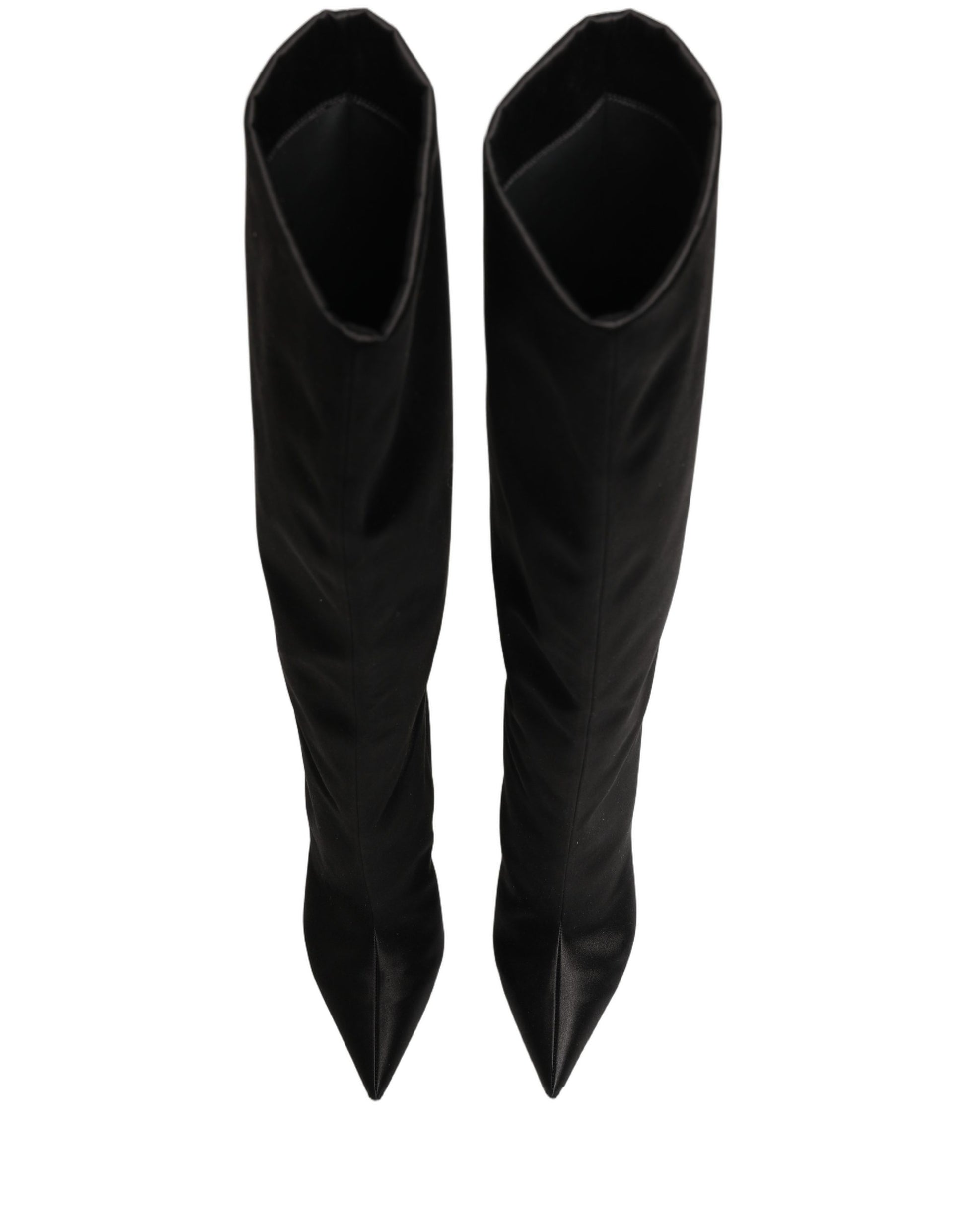 Bottes à talons aiguilles Dolce & Gabbana en satin noir, hauteur genou