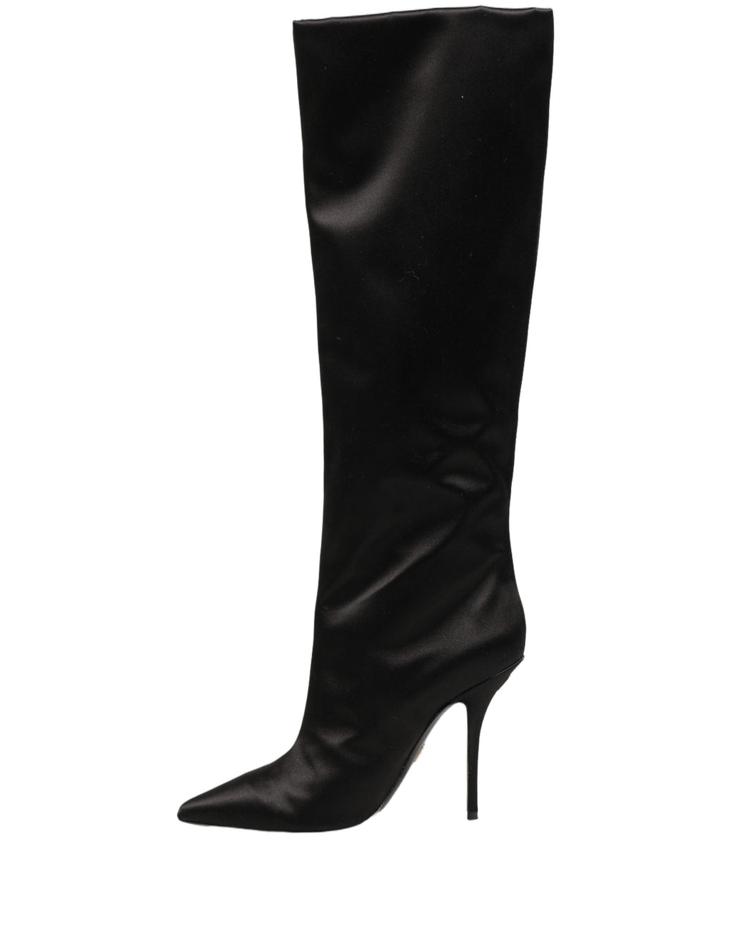 Bottes à talons aiguilles Dolce & Gabbana en satin noir, hauteur genou