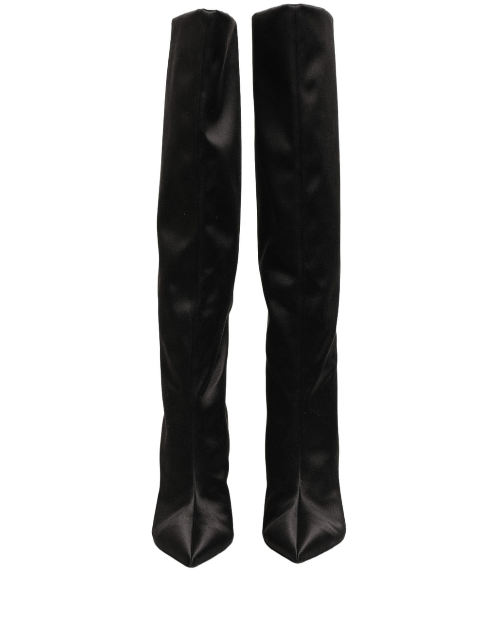 Bottes à talons aiguilles Dolce & Gabbana en satin noir, hauteur genou