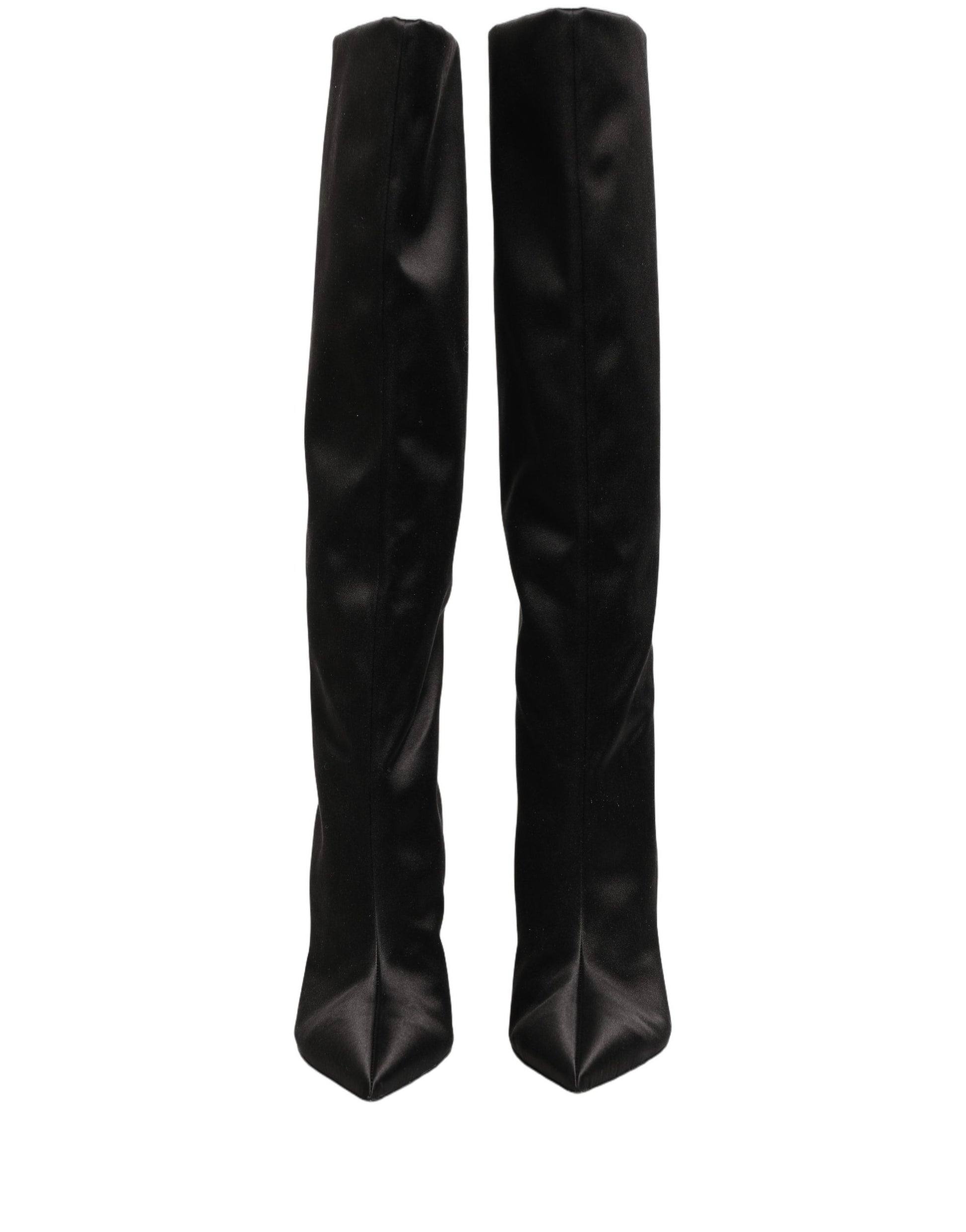 Bottes à talons aiguilles Dolce & Gabbana en satin noir, hauteur genou