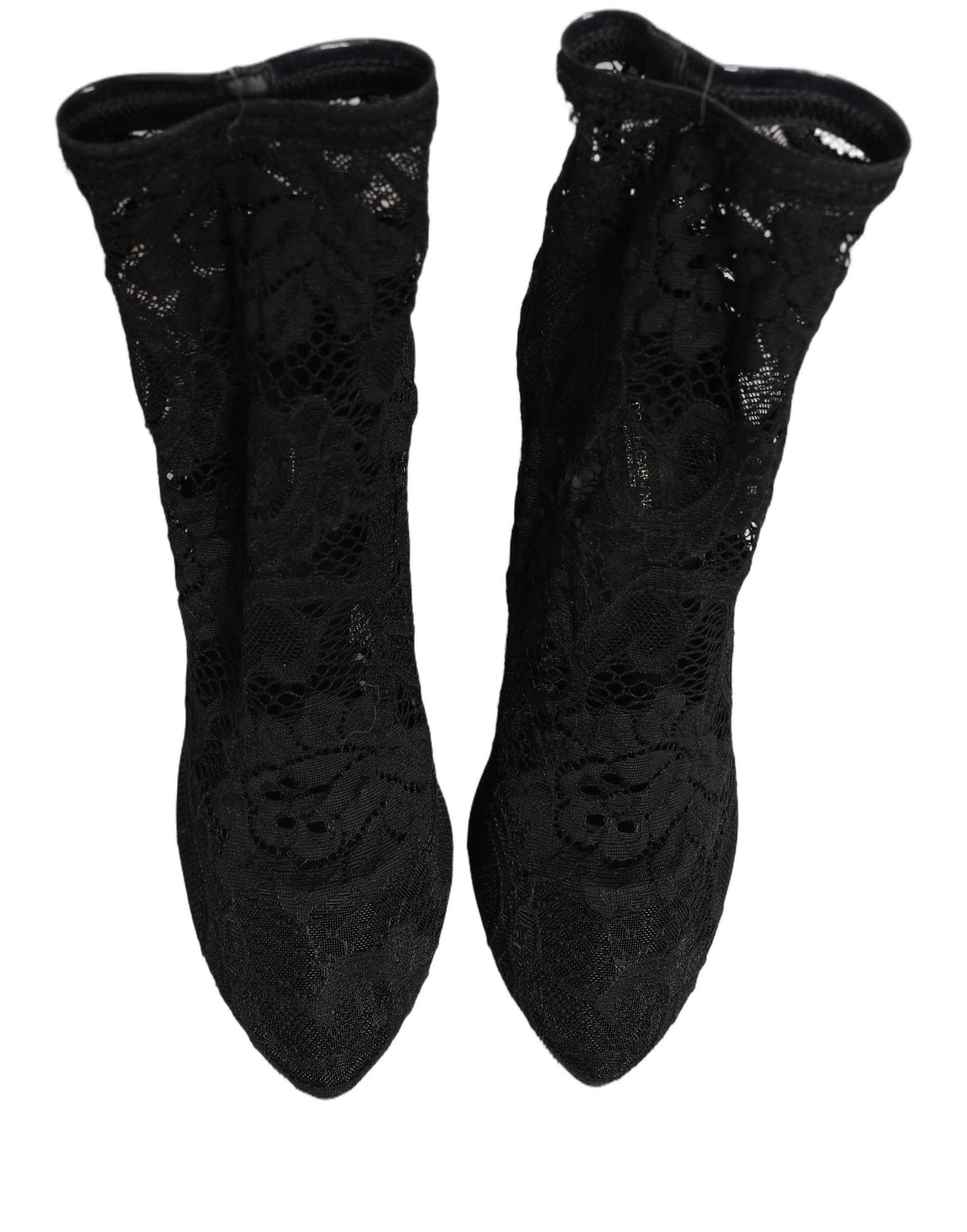 Dolce & Gabbana Black Socks Taormina Lace Pumps Boots Shoes