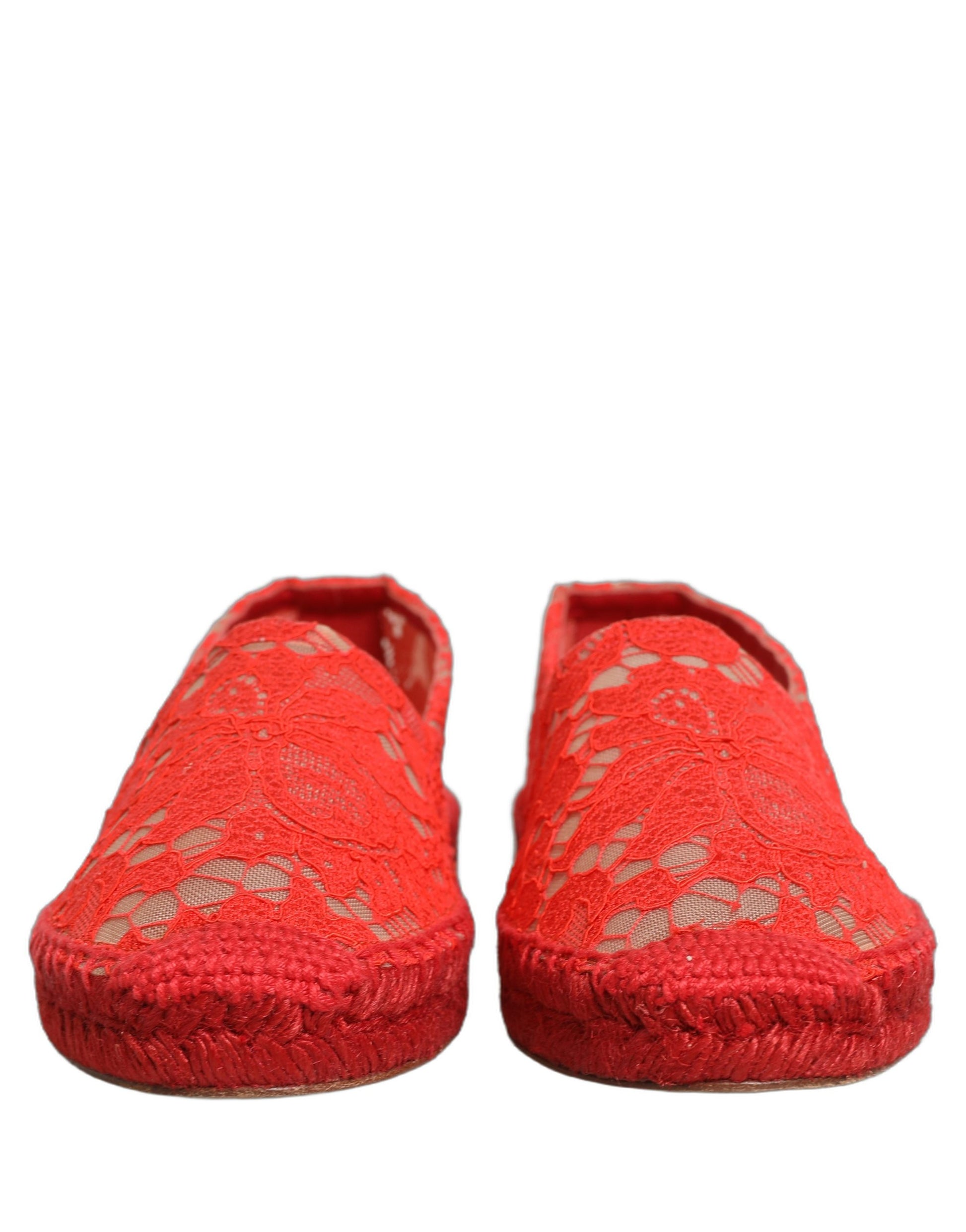 Chaussures Plates Espadrilles en Dentelle Rouge Taormina Dolce & Gabbana