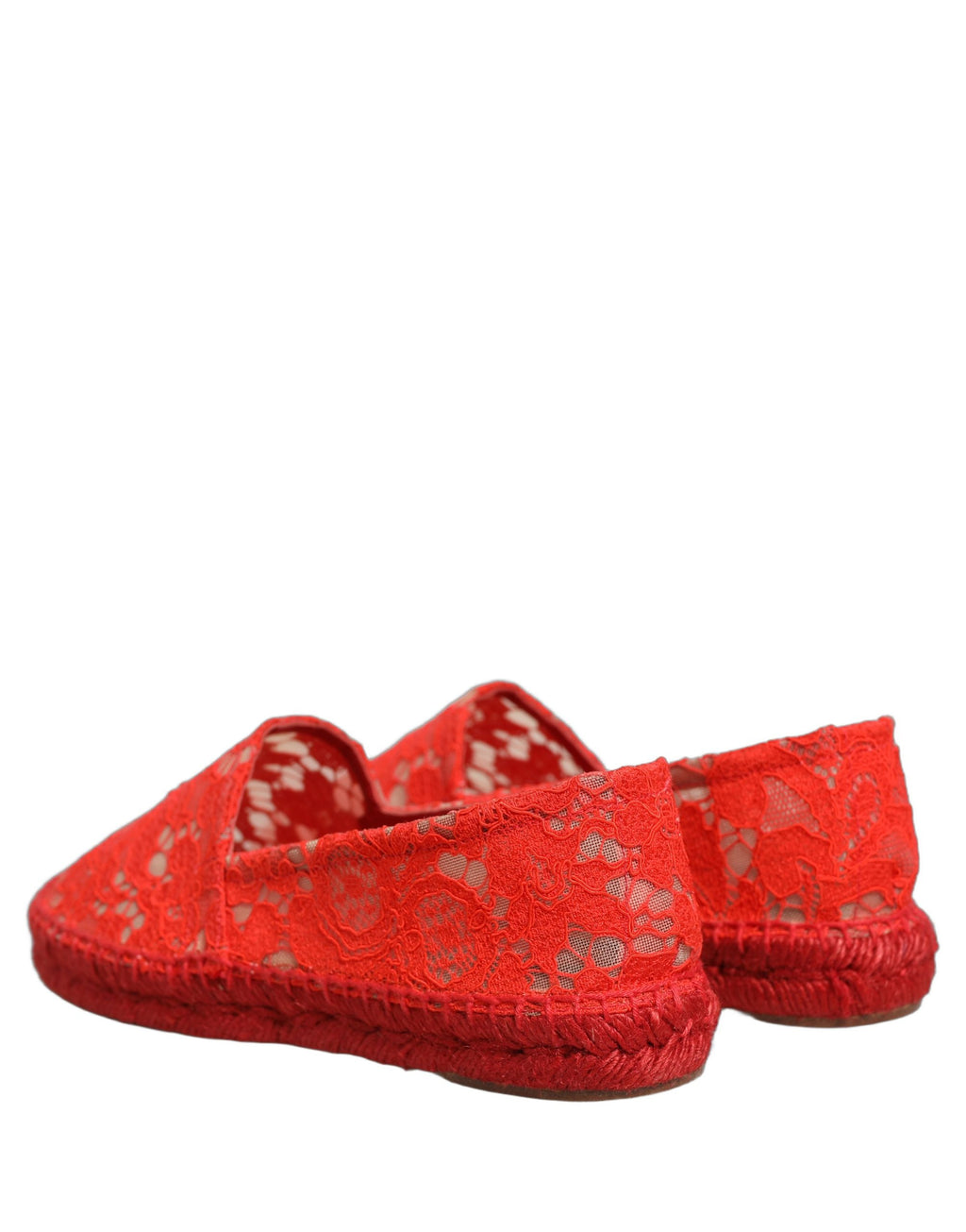 Chaussures Plates Espadrilles en Dentelle Rouge Taormina Dolce & Gabbana