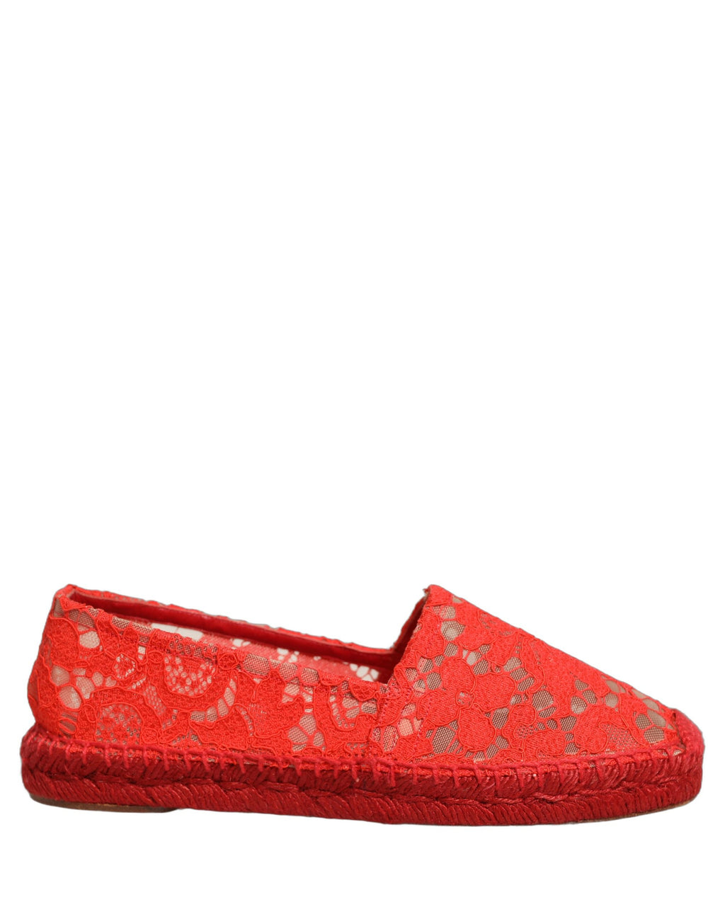 Chaussures Plates Espadrilles en Dentelle Rouge Taormina Dolce & Gabbana