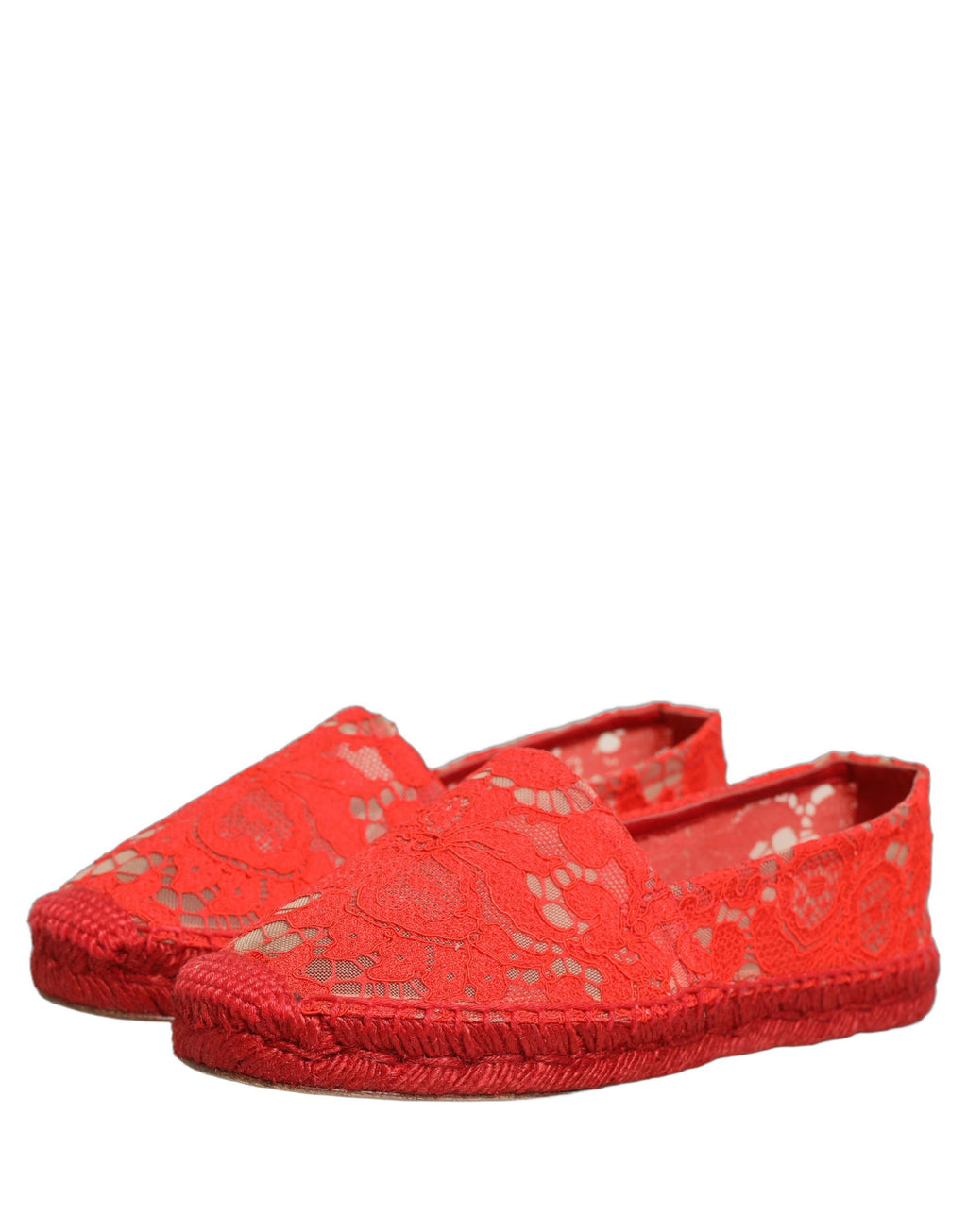 Chaussures Plates Espadrilles en Dentelle Rouge Taormina Dolce & Gabbana