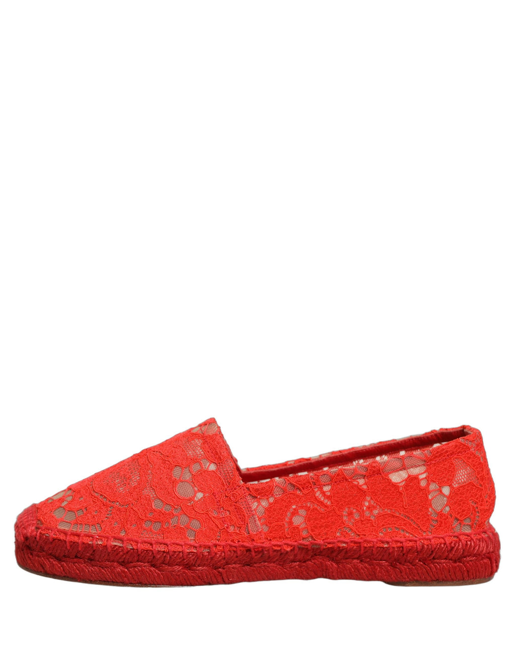 Chaussures Plates Espadrilles en Dentelle Rouge Taormina Dolce & Gabbana