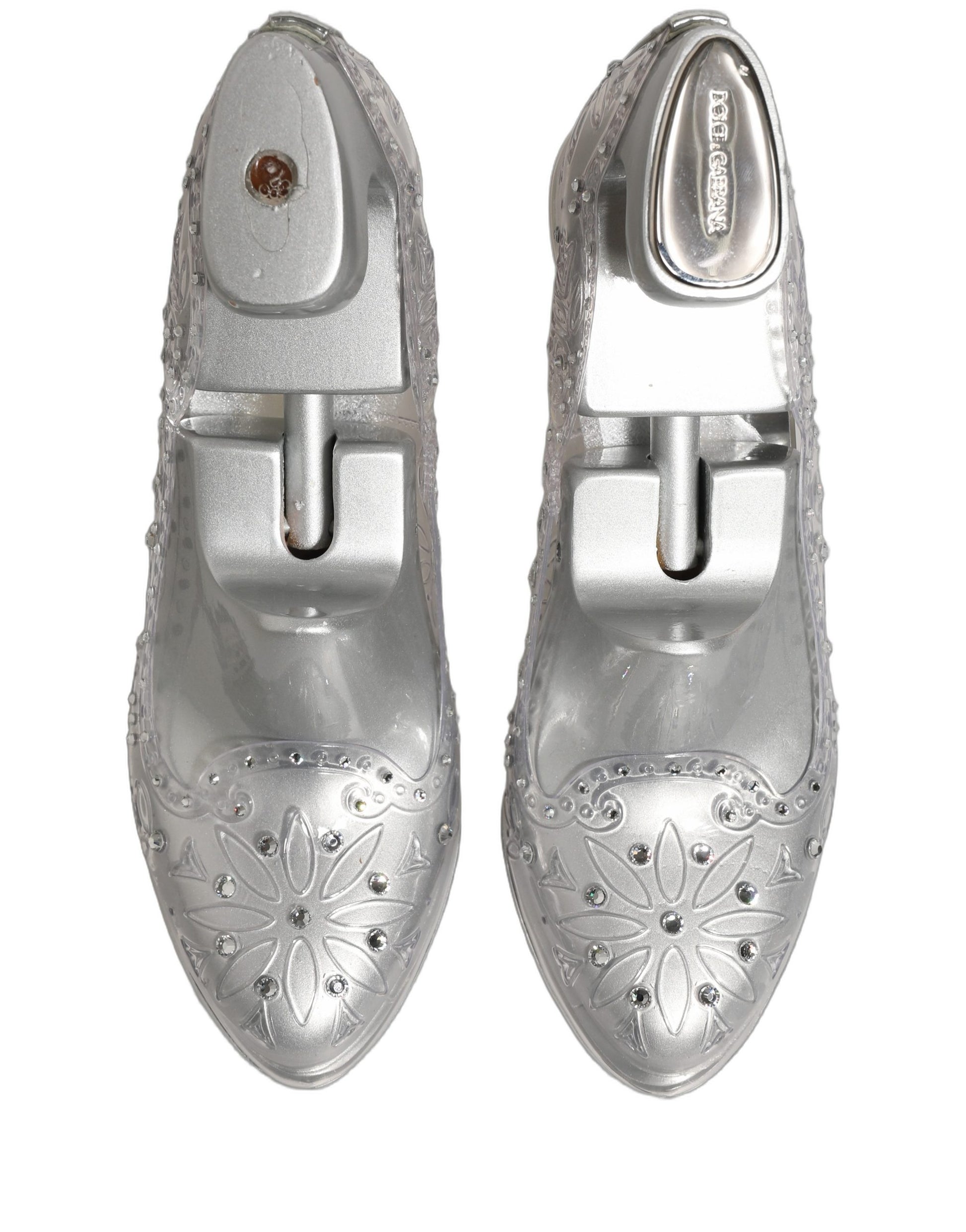 Dolce & Gabbana Clear CINDERELLA Floral Crystal Heels Shoes