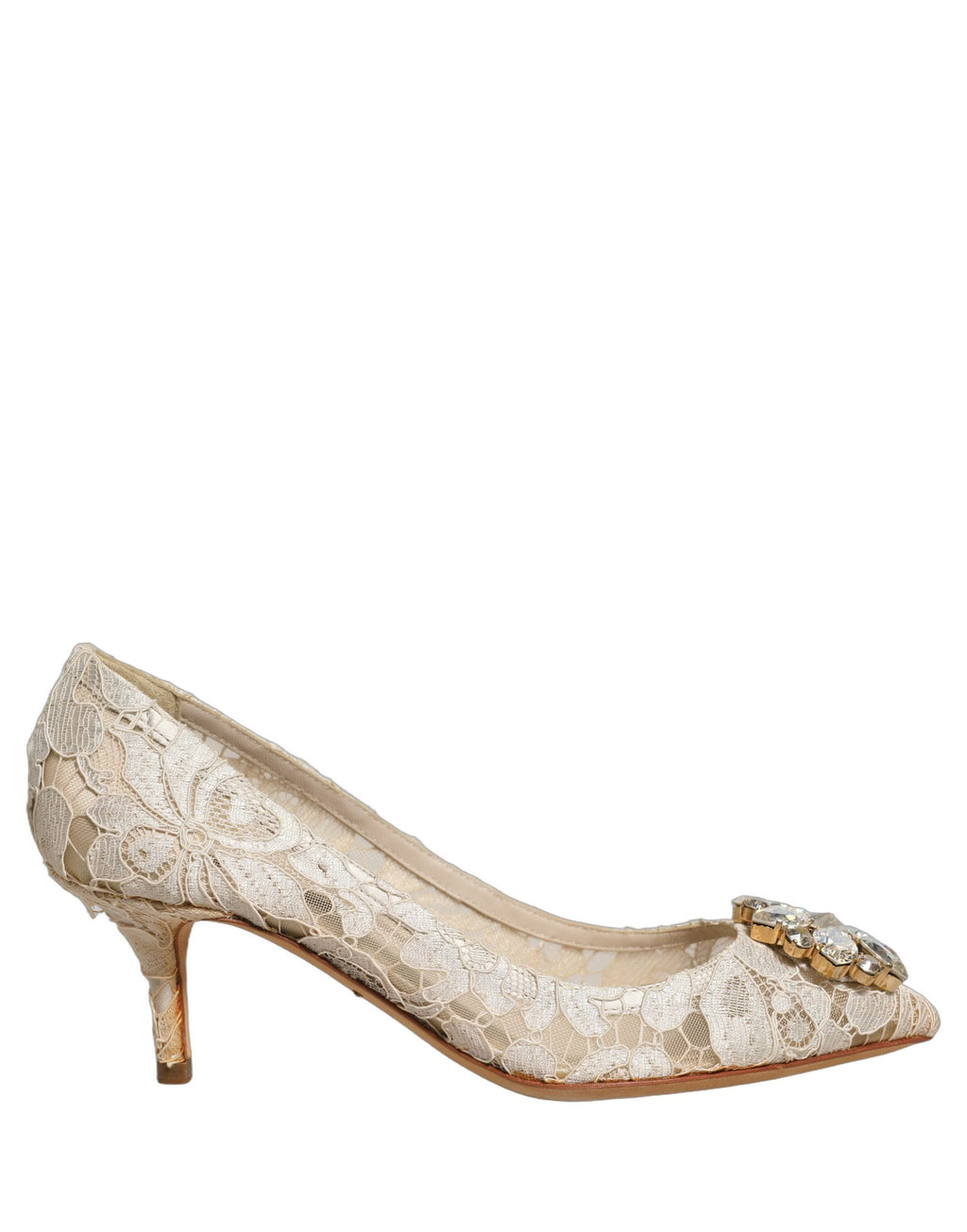 Chaussures Escarpins Dolce & Gabbana Taormina Dentelle Cristal Blanc