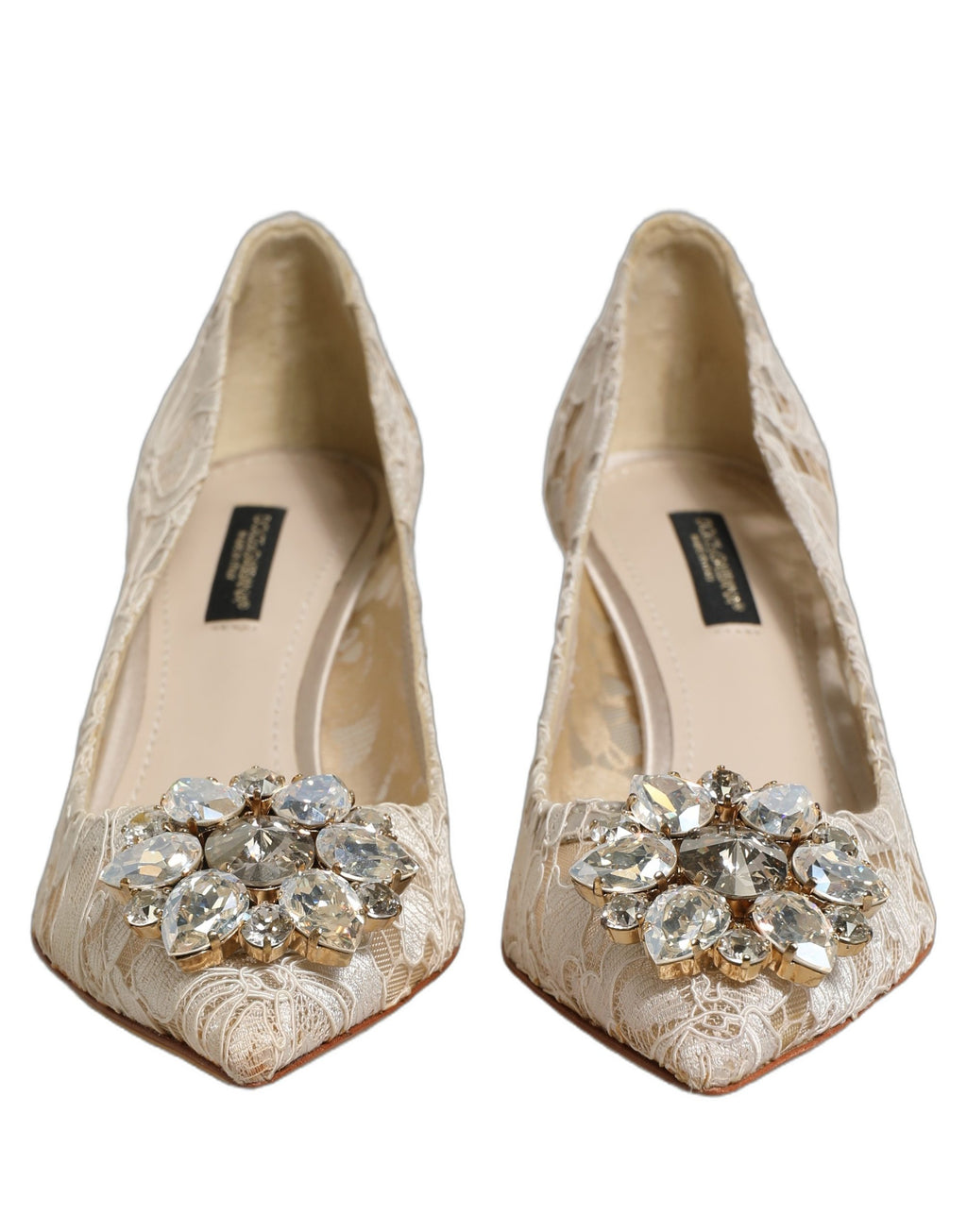 Chaussures Escarpins Dolce & Gabbana Taormina Dentelle Cristal Blanc