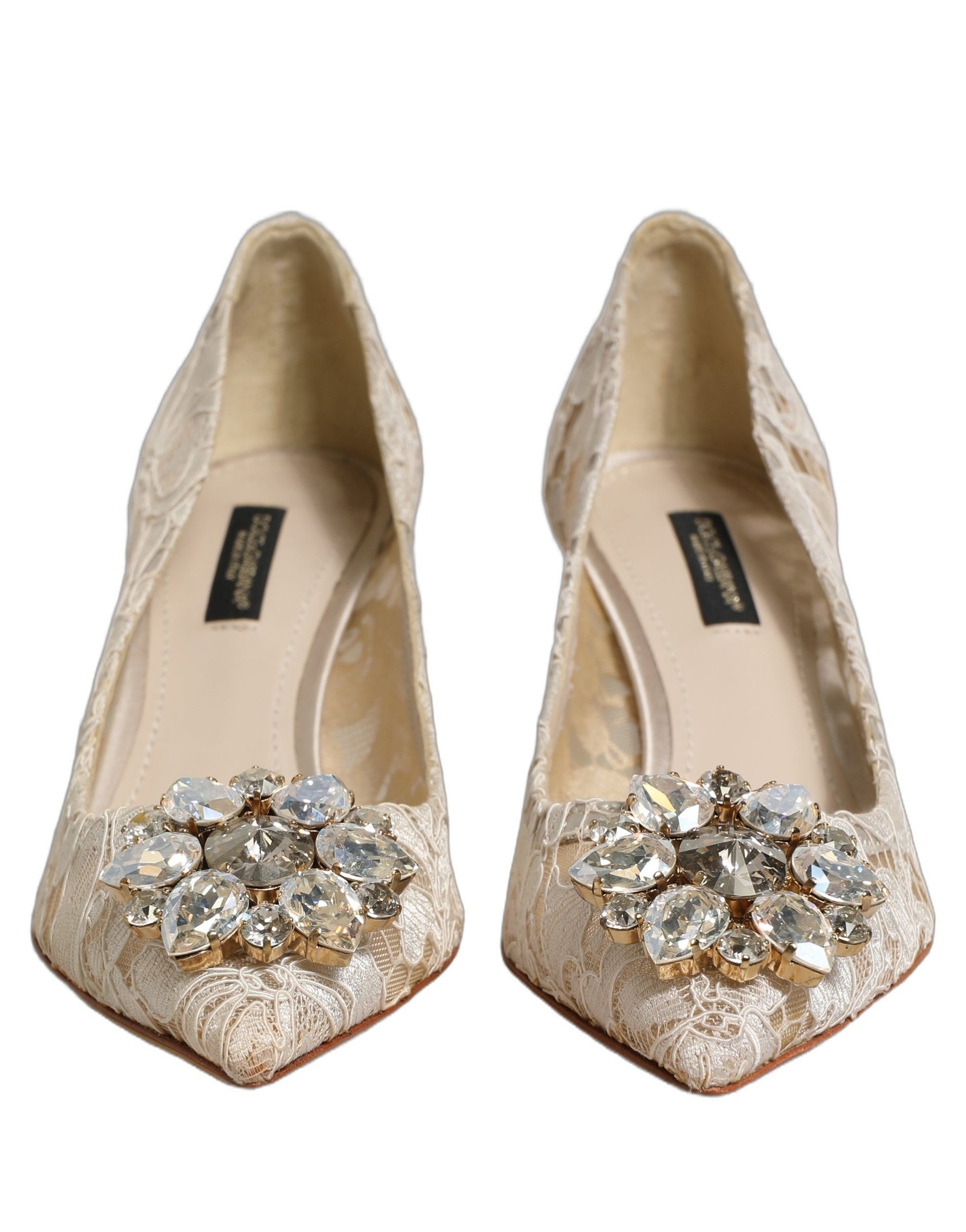 Chaussures Escarpins Dolce & Gabbana Taormina Dentelle Cristal Blanc