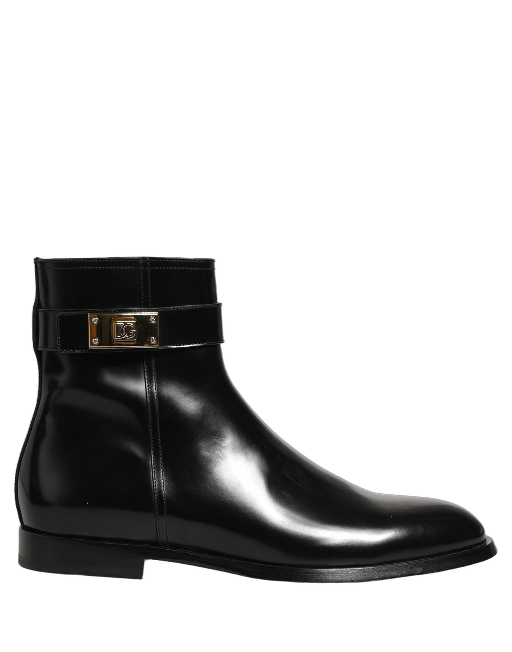 Bottes mi-mollet Dolce & Gabbana en cuir noir avec boucle logo