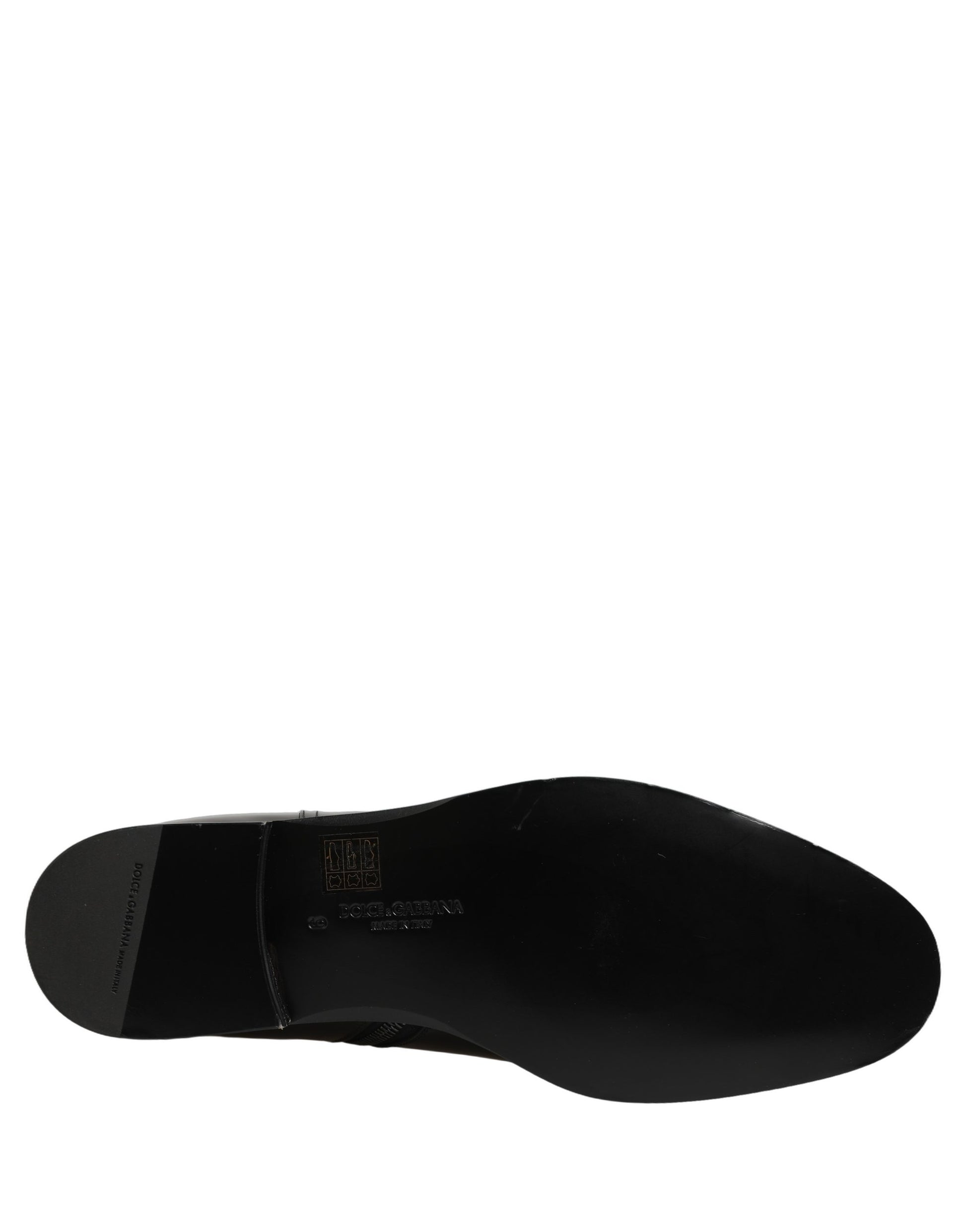 Bottes mi-mollet Dolce & Gabbana en cuir noir avec boucle logo