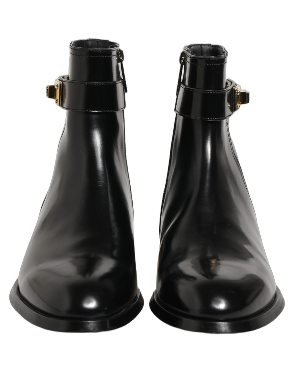 Bottes mi-mollet Dolce & Gabbana en cuir noir avec boucle logo