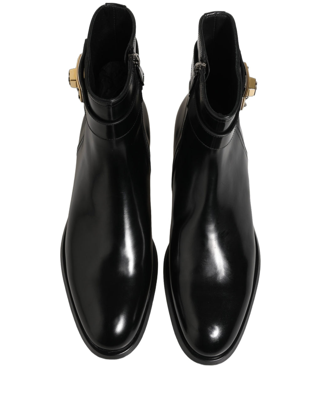 Bottes mi-mollet Dolce & Gabbana en cuir noir avec boucle logo