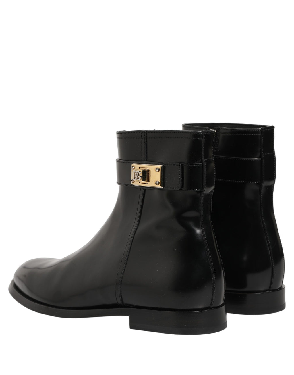 Bottes mi-mollet Dolce & Gabbana en cuir noir avec boucle logo