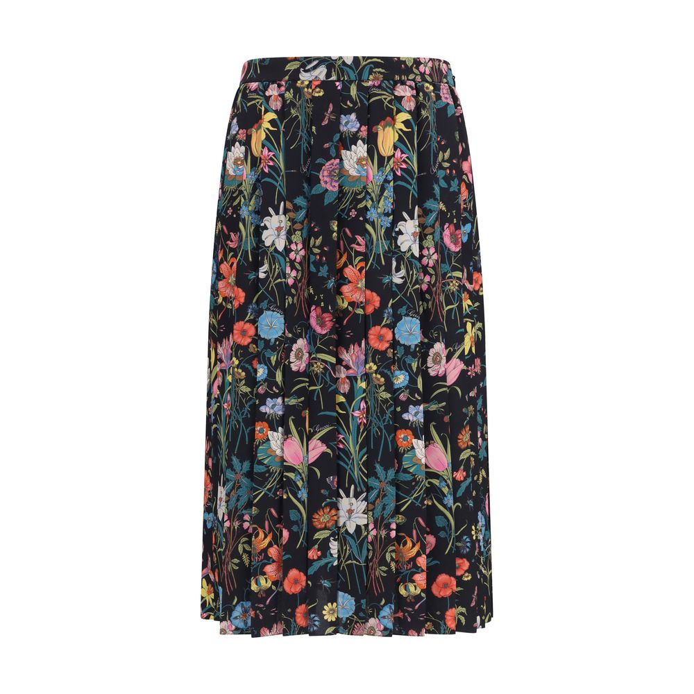 Jupe midi en soie multicolore Gucci