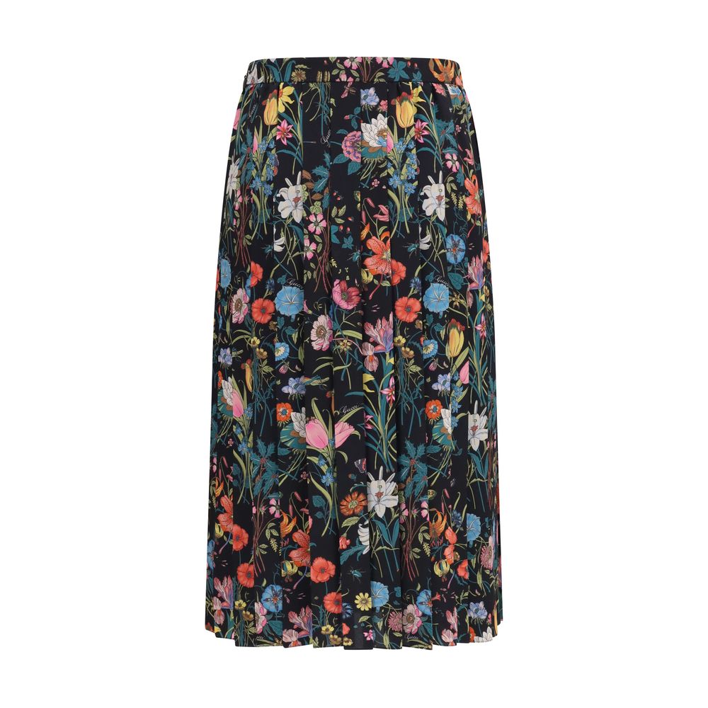 Jupe midi en soie multicolore Gucci