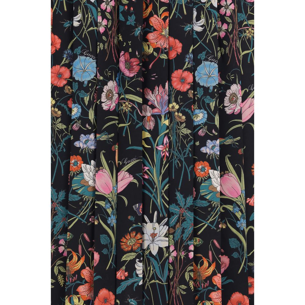 Jupe midi en soie multicolore Gucci