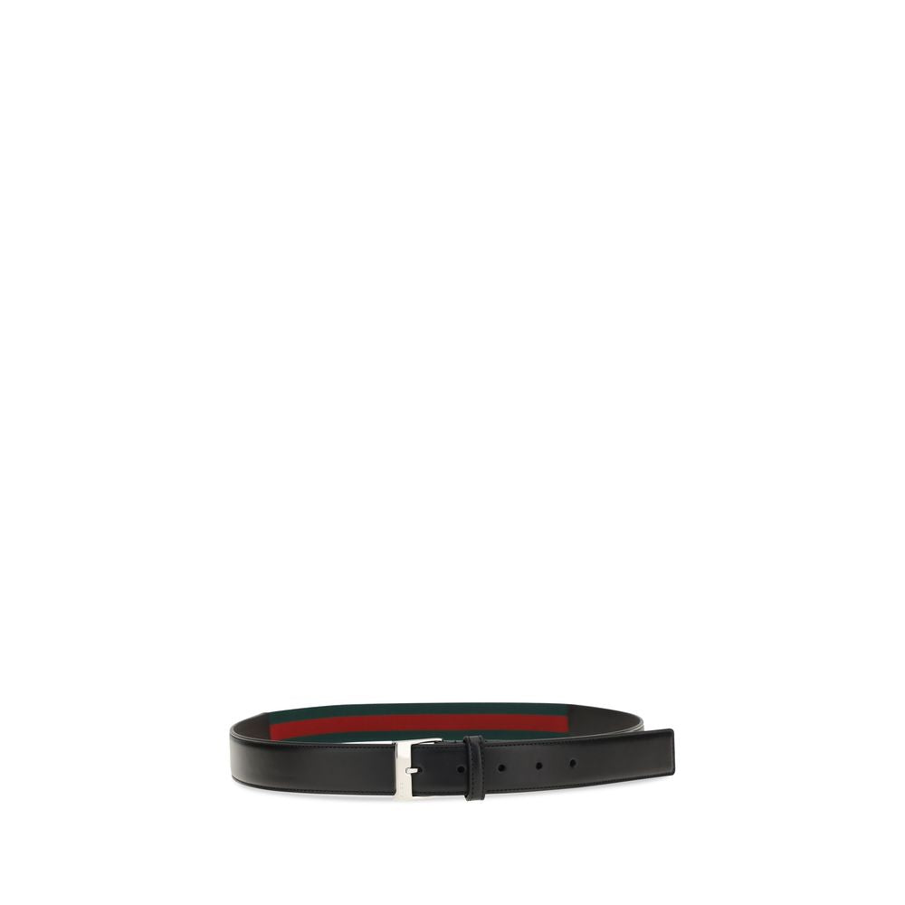 Ceinture classique Gucci en cuir de veau noir