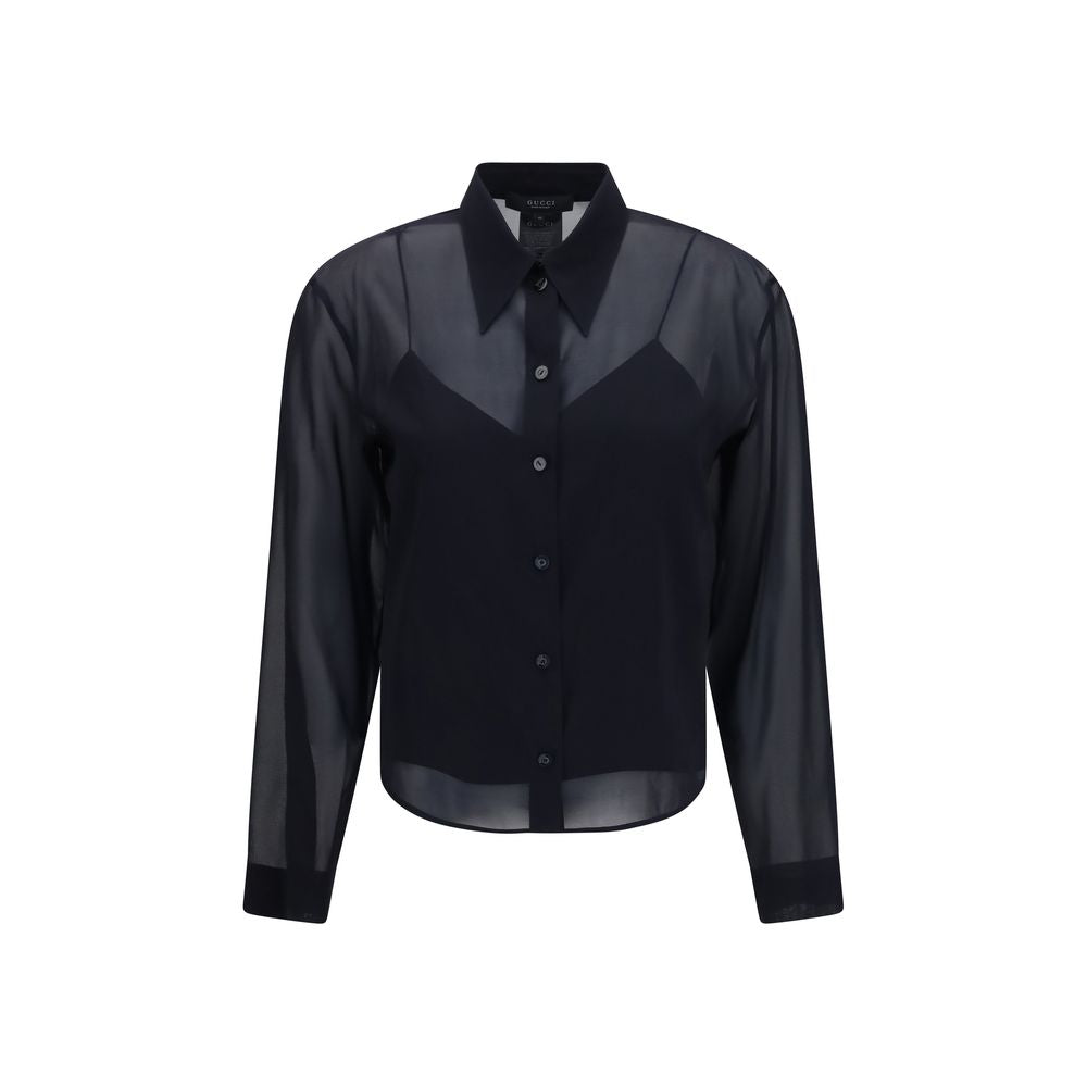 Chemise en soie noire Gucci