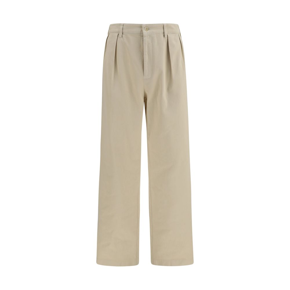 Pantalon décontracté en coton beige Prada