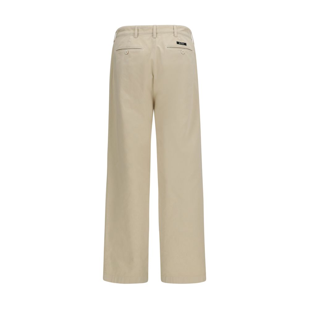Pantalon décontracté en coton beige Prada