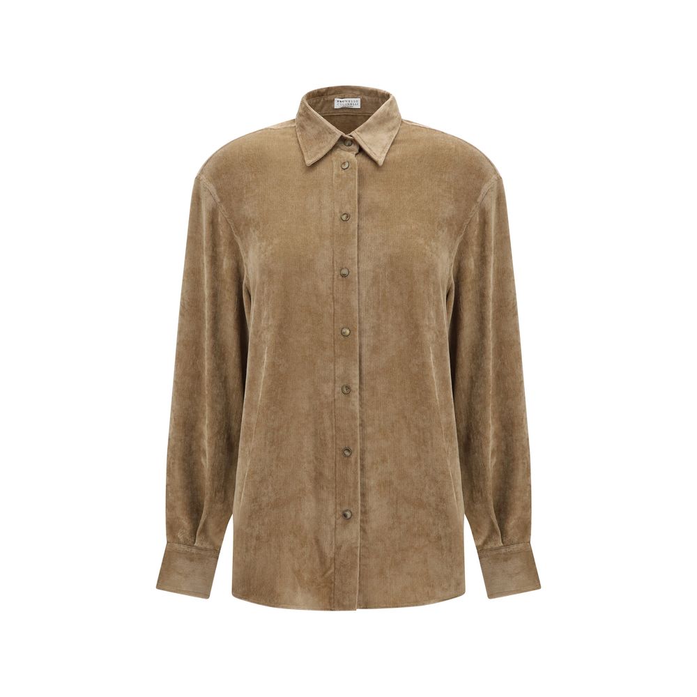 Chemise en viscose beige Brunello Cucinelli