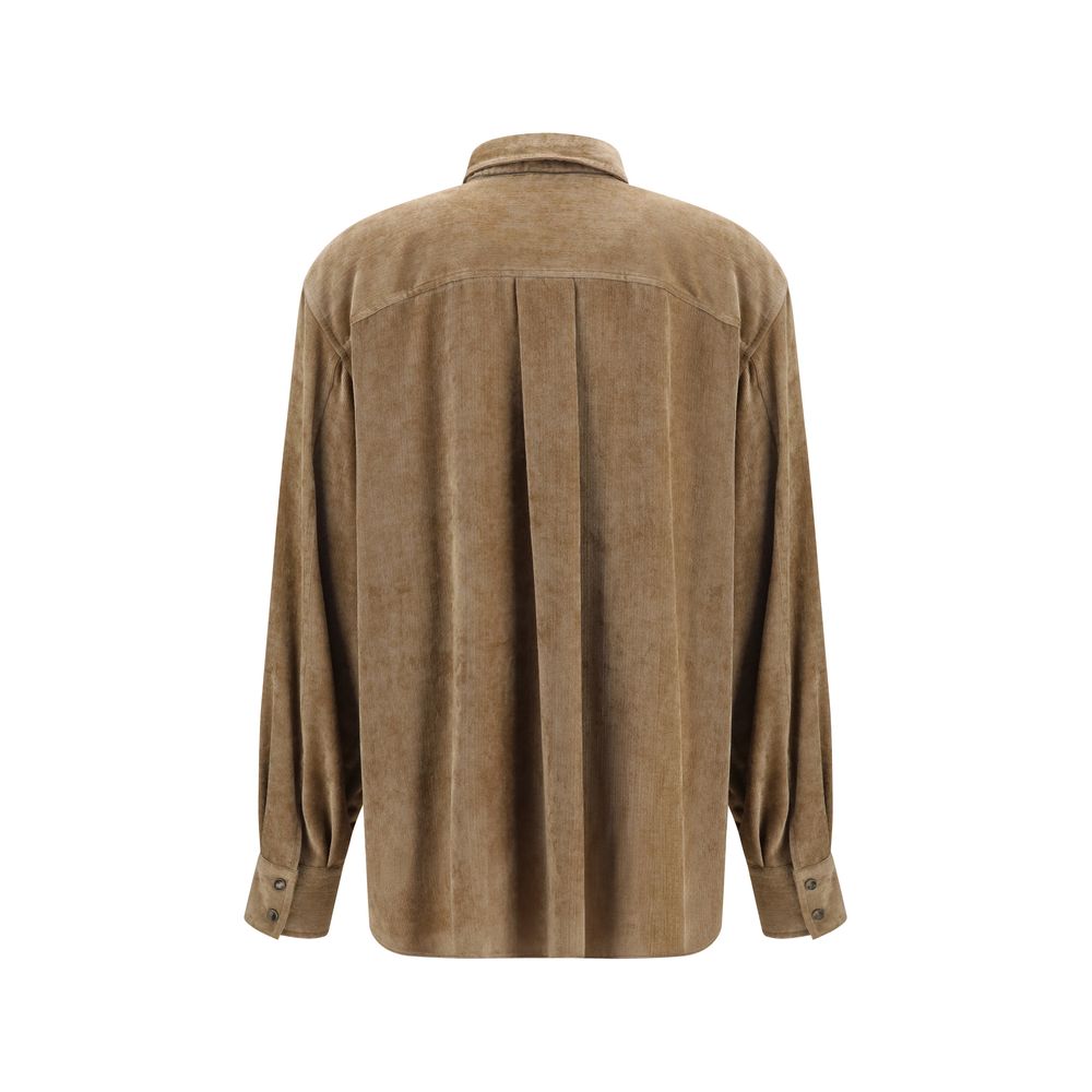 Chemise en viscose beige Brunello Cucinelli