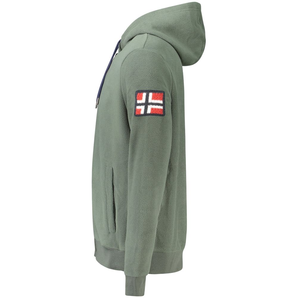 Norvège 1963 Sweat-shirt à capuche en polyester vert pour homme