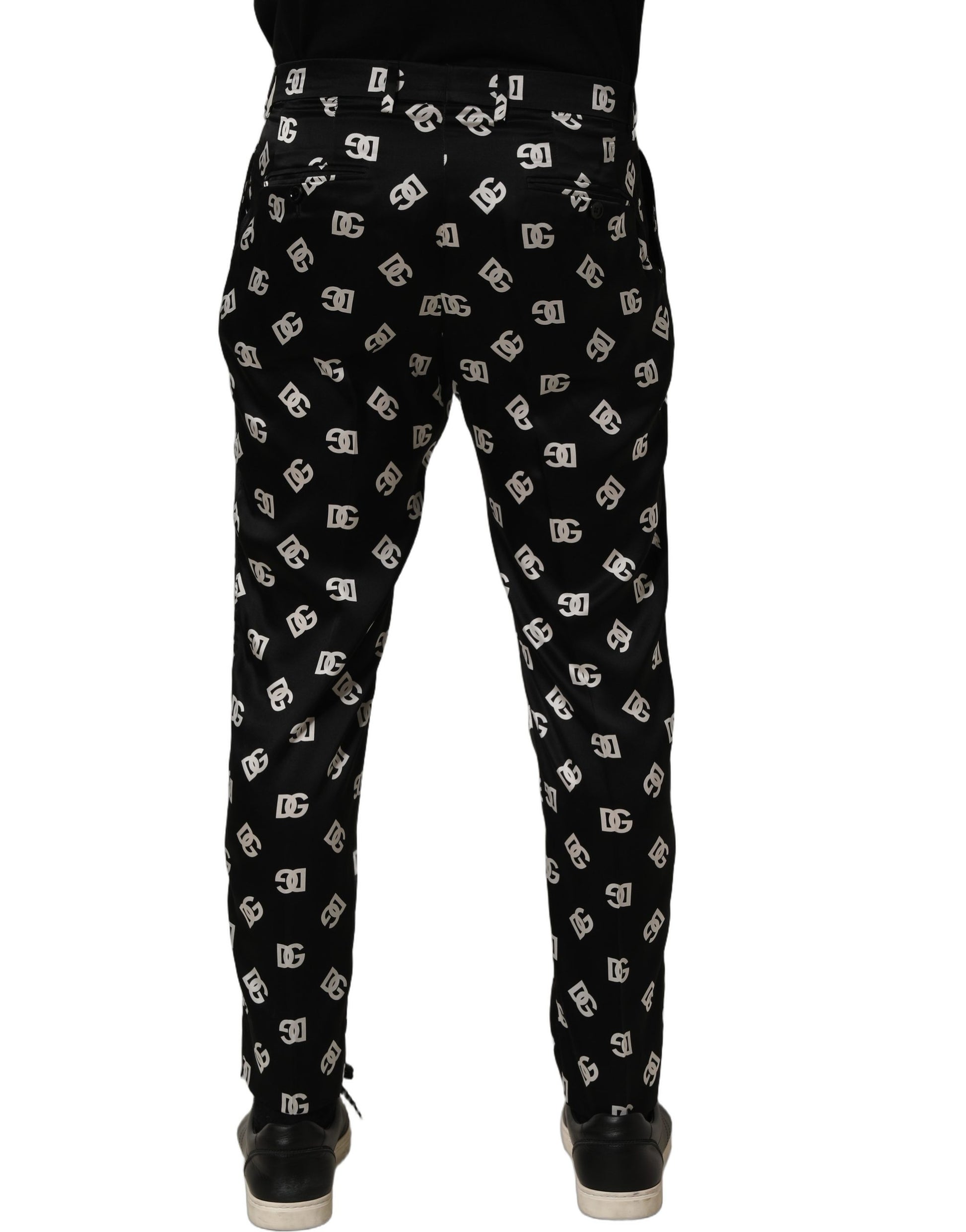 Dolce & Gabbana Black Silk Skinny Leg Dress Men Trouser Pants