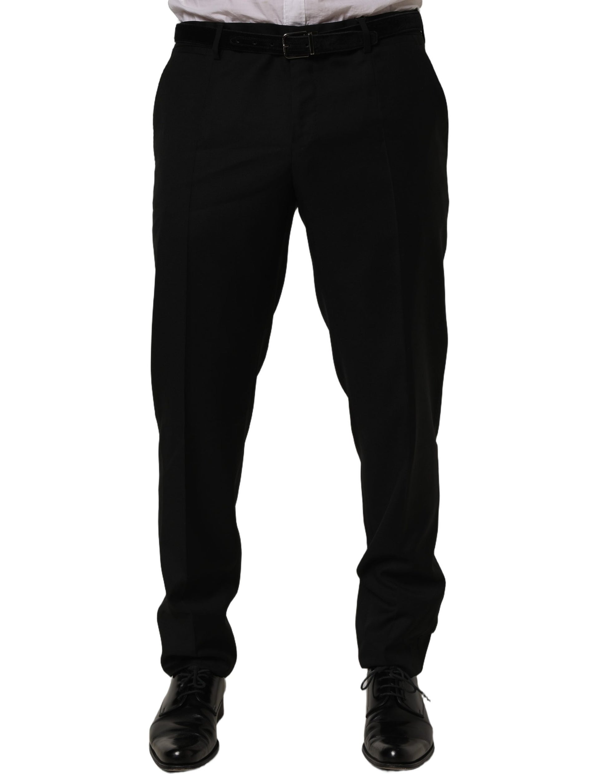 Dolce & Gabbana Black Wool Skinny Leg Dress Trouser Pants
