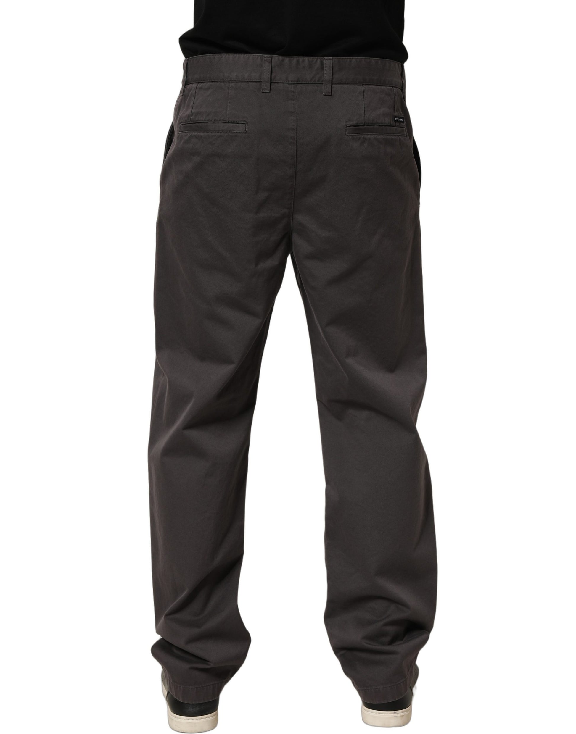 Dolce & Gabbana Dark Gray Cotton Straight Chino Trouser Pants