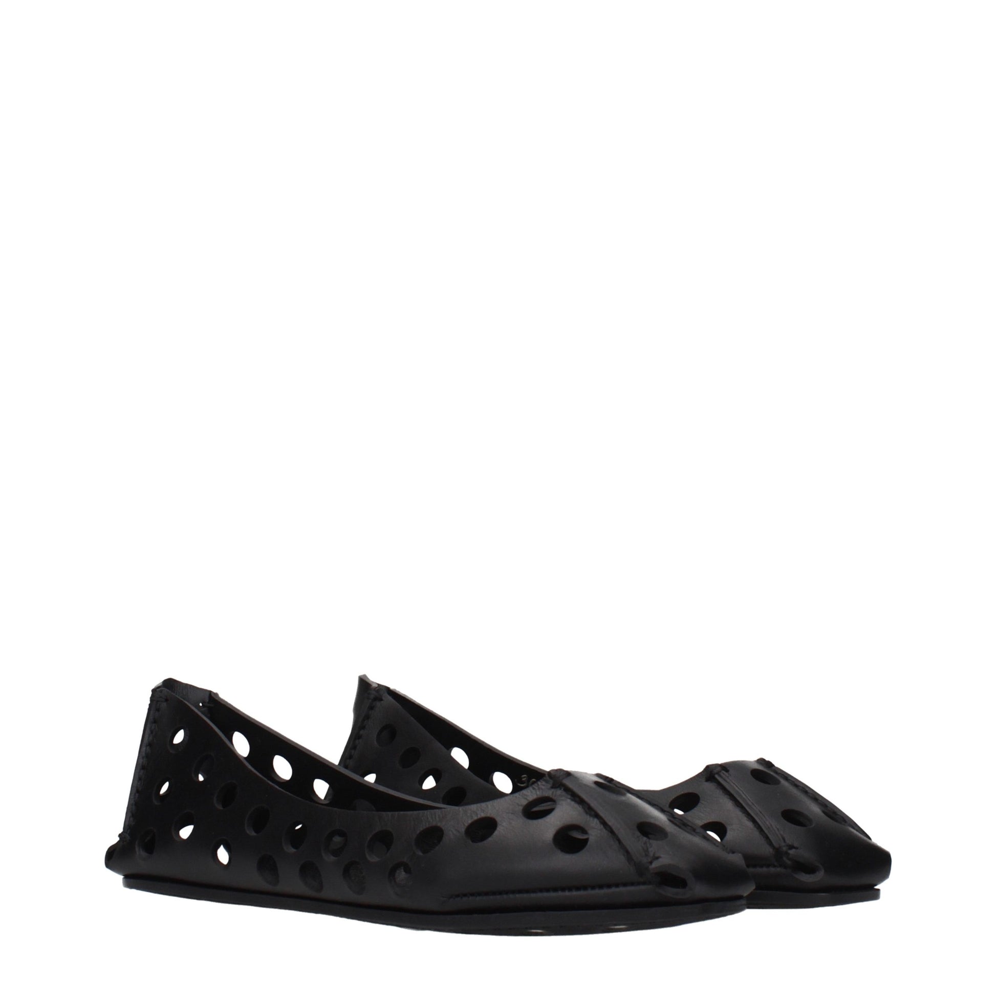 Alaïa Black Leather Ballet Flats