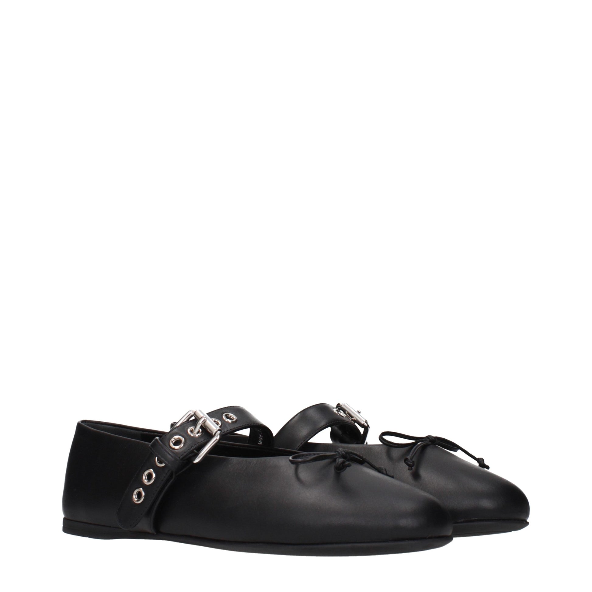Miu Miu Black Leather Ballet Flats