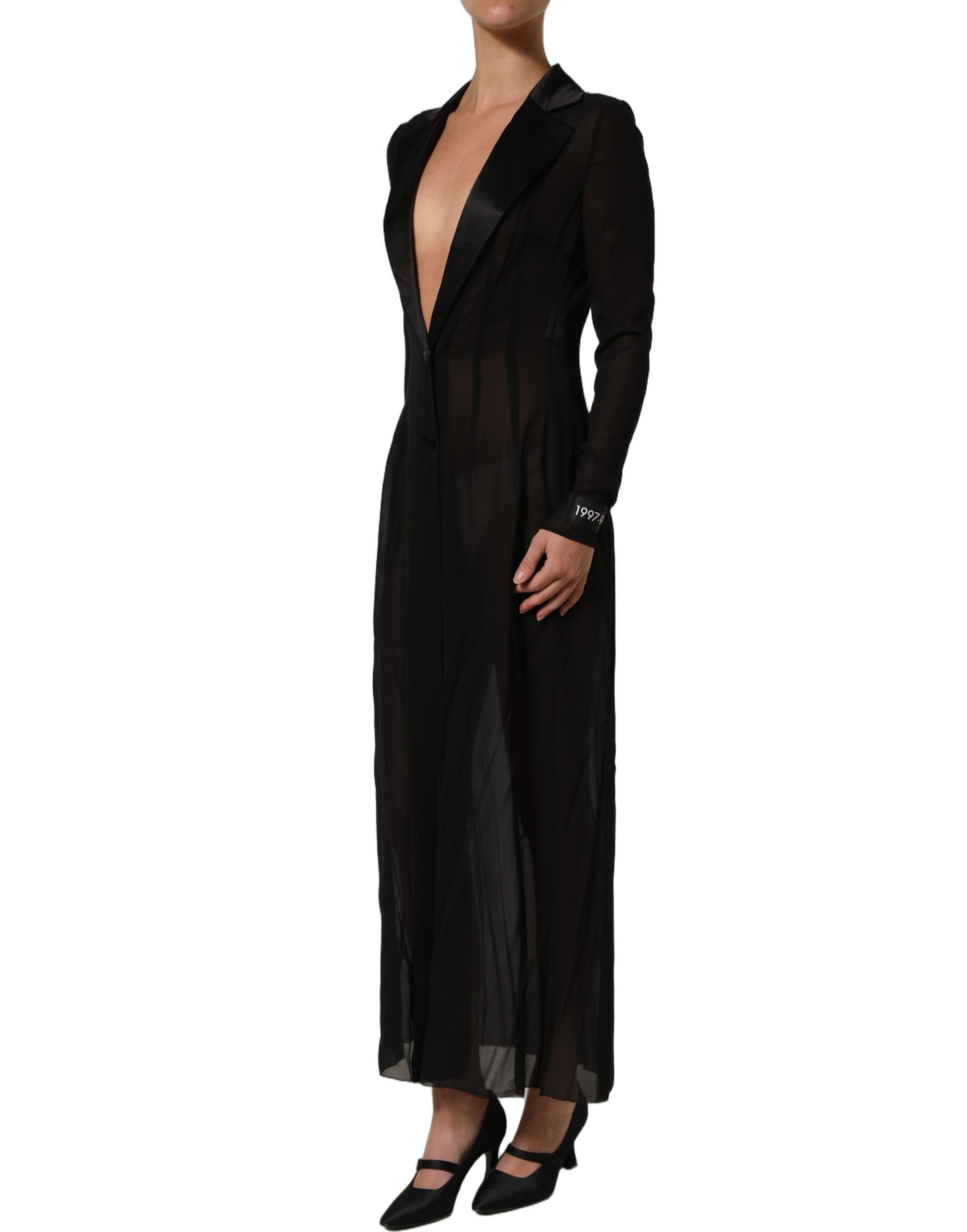 Dolce & Gabbana Black Silk Sheer Chiffon Long Maxi Dress