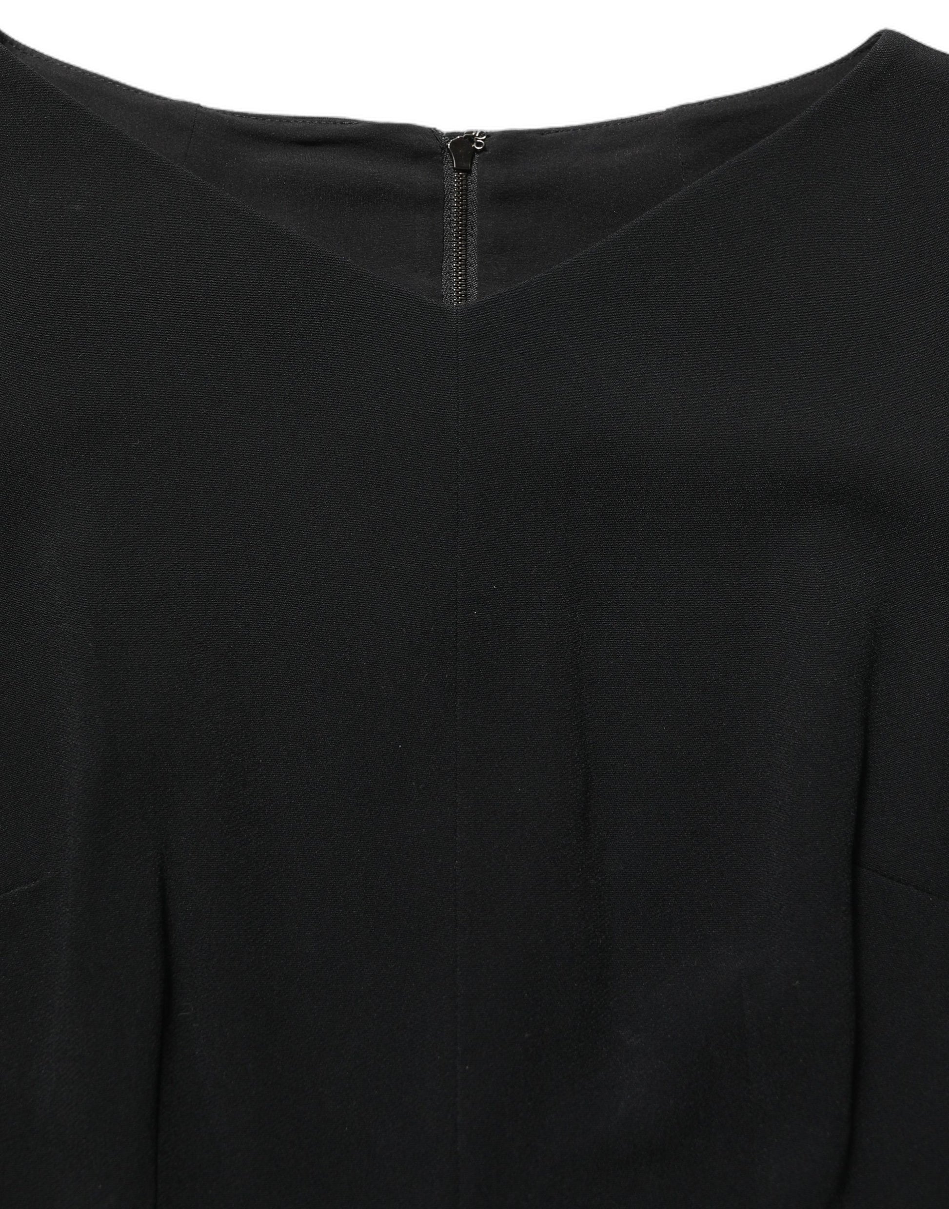 Dolce & Gabbana Black Viscose Short Sleeve A-line Midi Dress