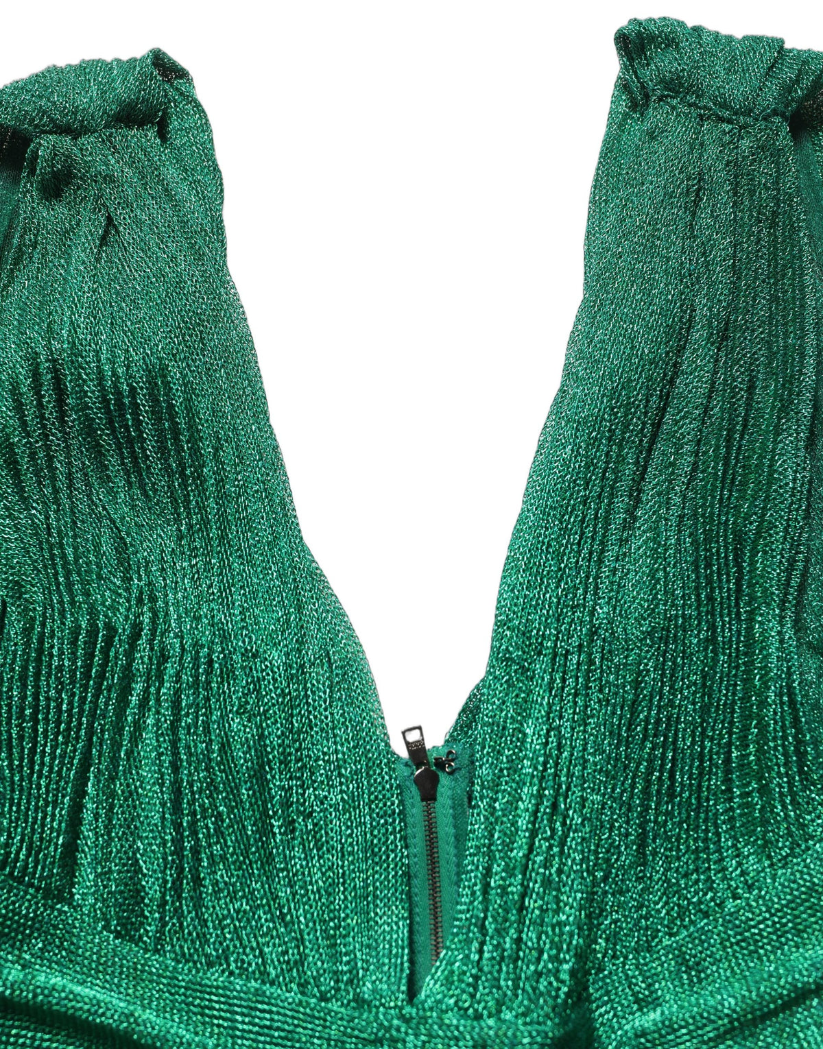 Dolce & Gabbana Emerald Green Plissé Evening Gown Dress