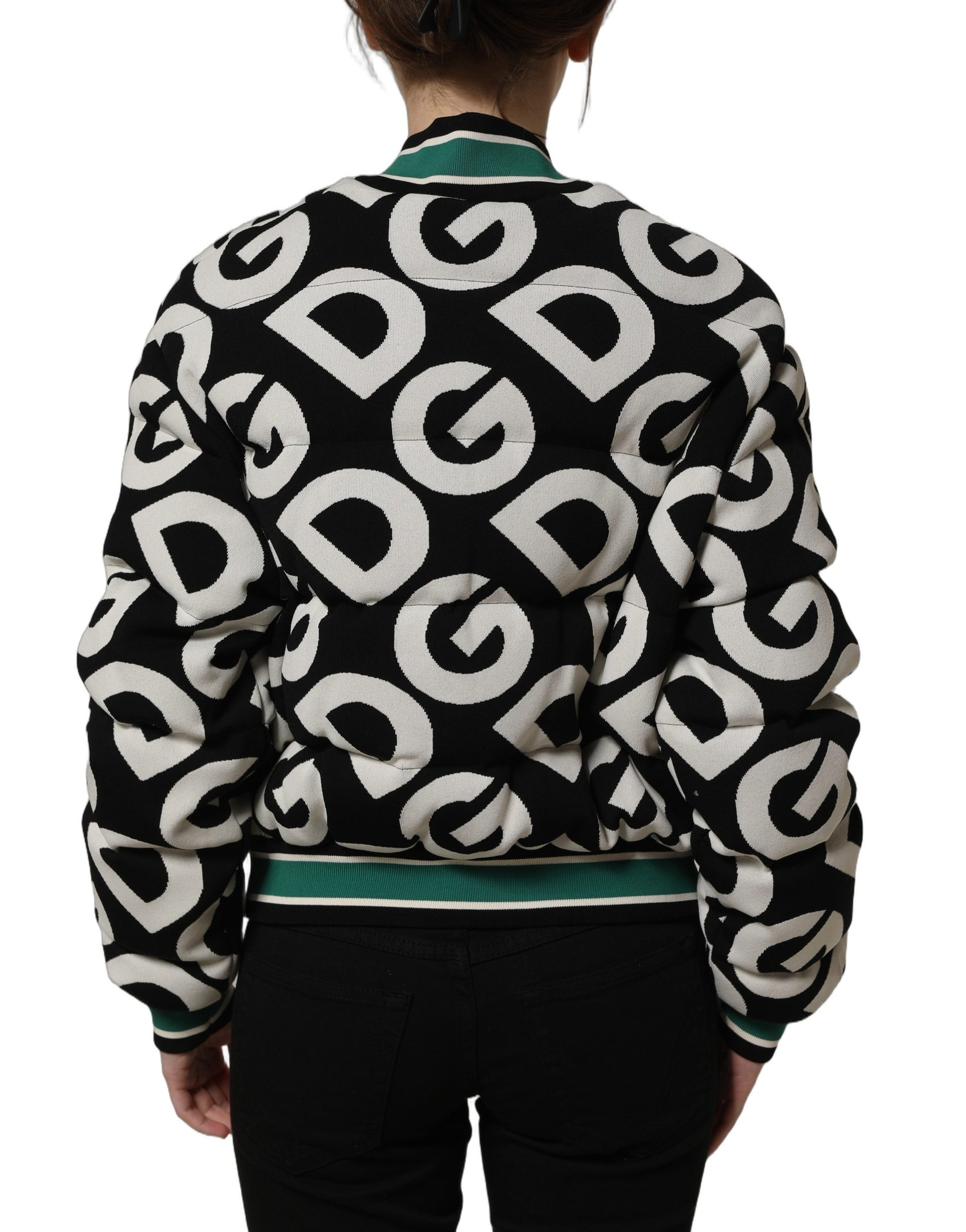 Dolce & Gabbana Multicolor Logo Full Zip Bomber Jacket
