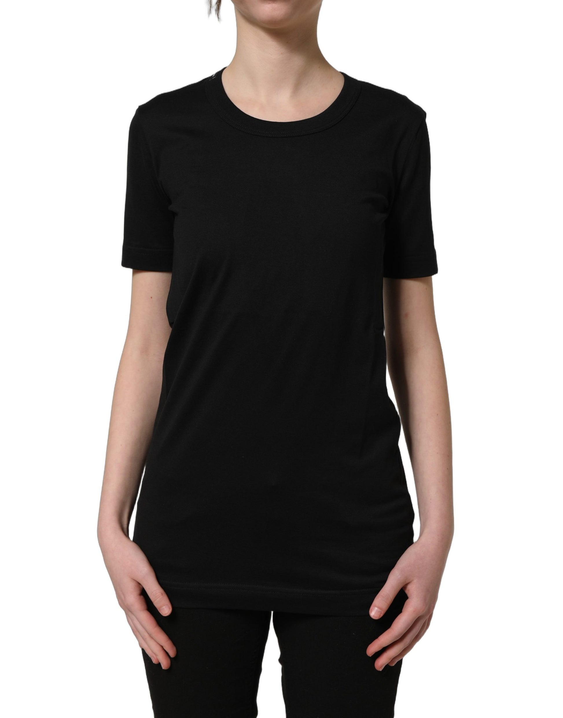 Dolce & Gabbana Black Cotton Short Sleeves Crew Neck T-shirt